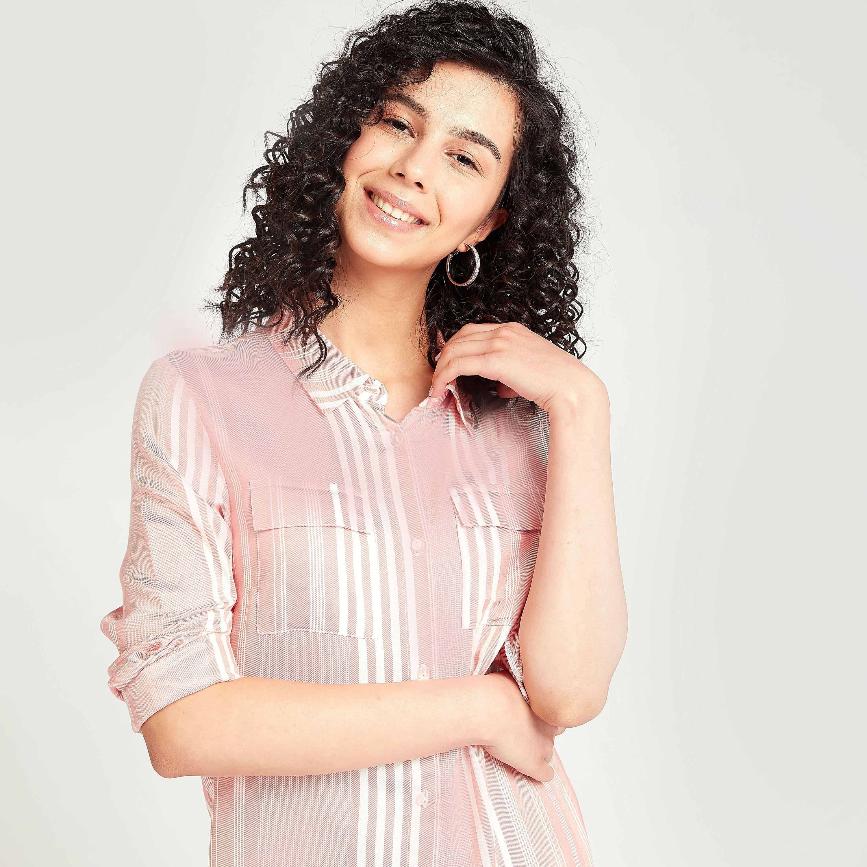 Lee Cooper Striped Longline Shirt with Long Sleeves-women-clothing-shirtsandblouses-blouses-image-3
