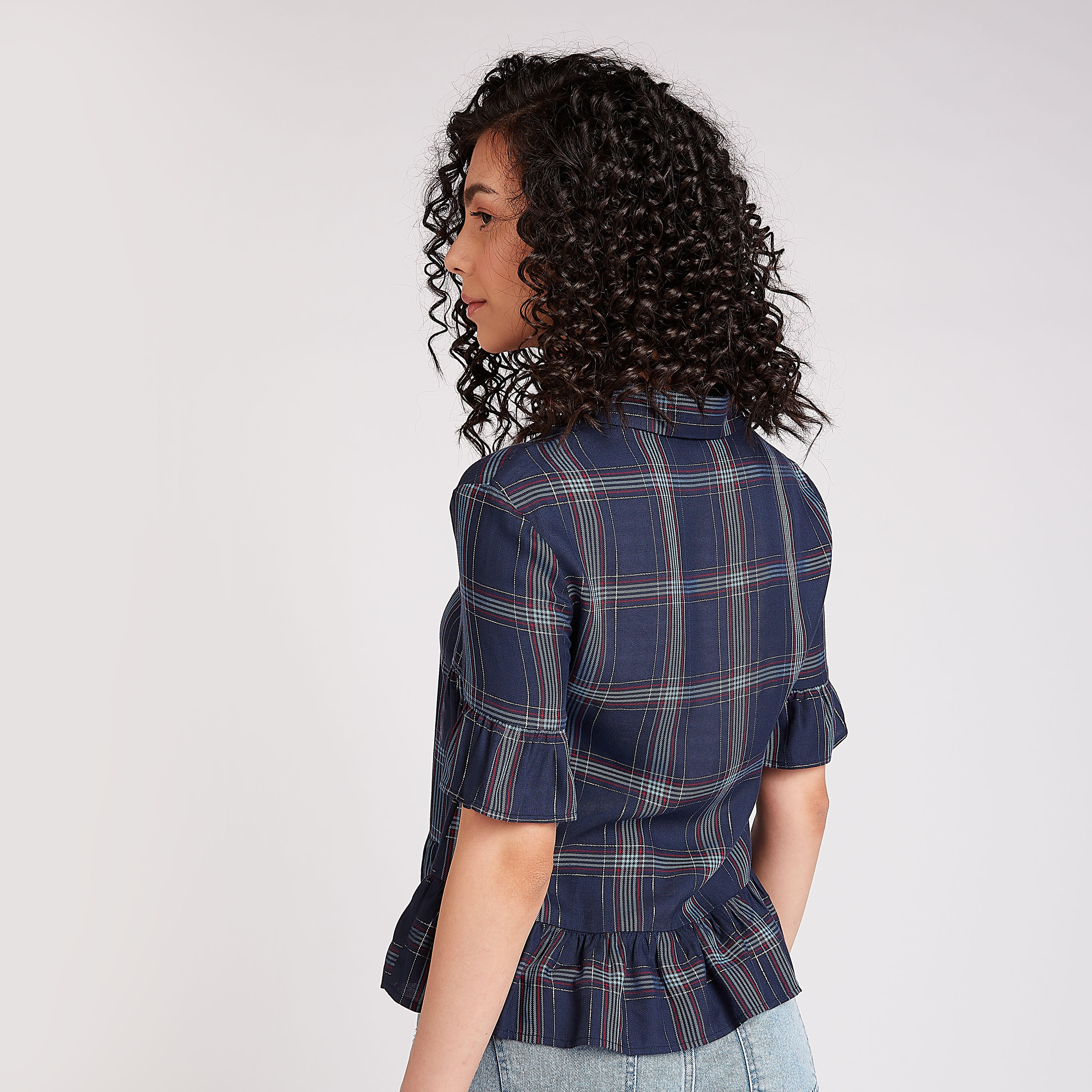 Lee Cooper Checked Top with Short Sleeves-women-clothing-shirtsandblouses-blouses-image-4
