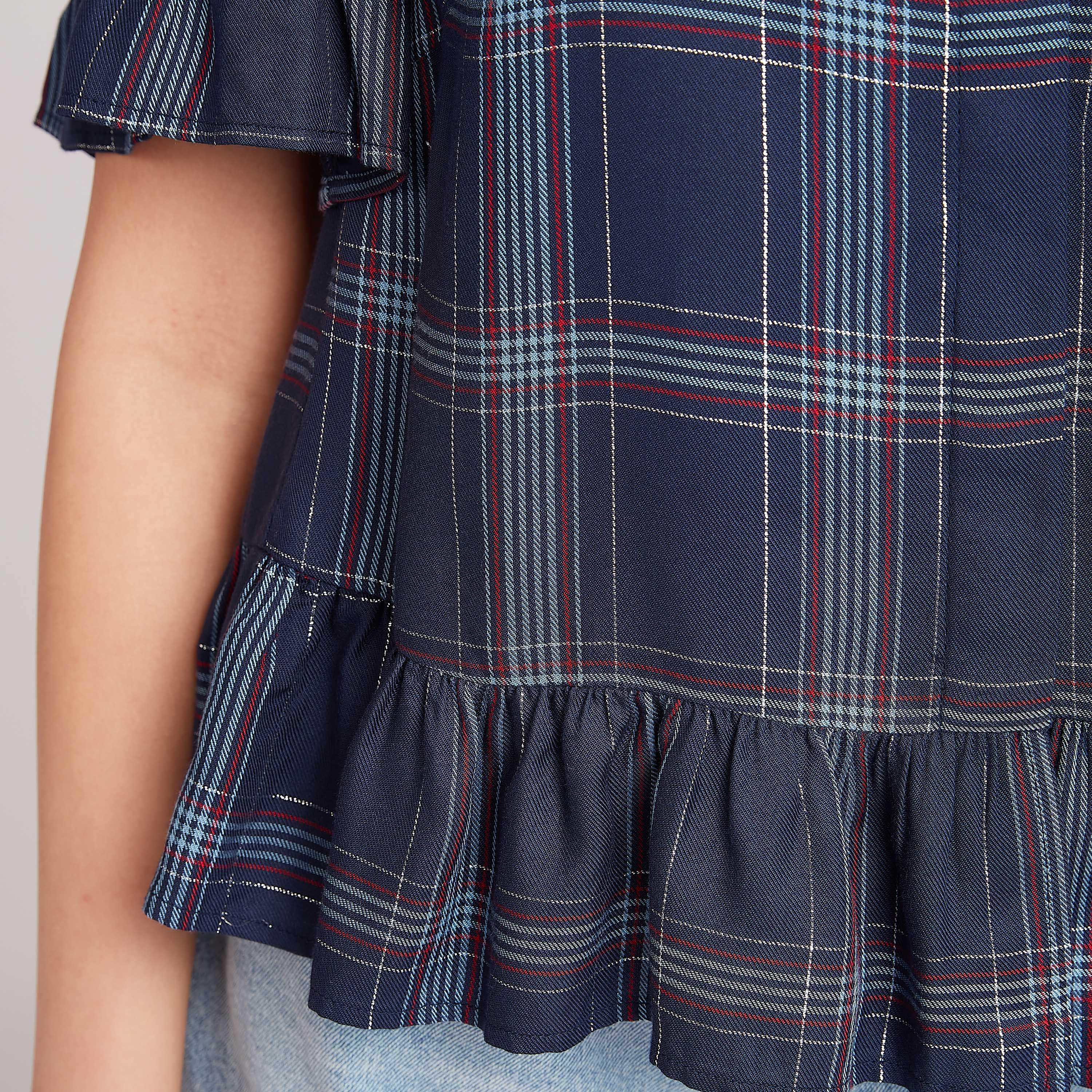 Lee Cooper Checked Top with Short Sleeves-women-clothing-shirtsandblouses-blouses-image-5