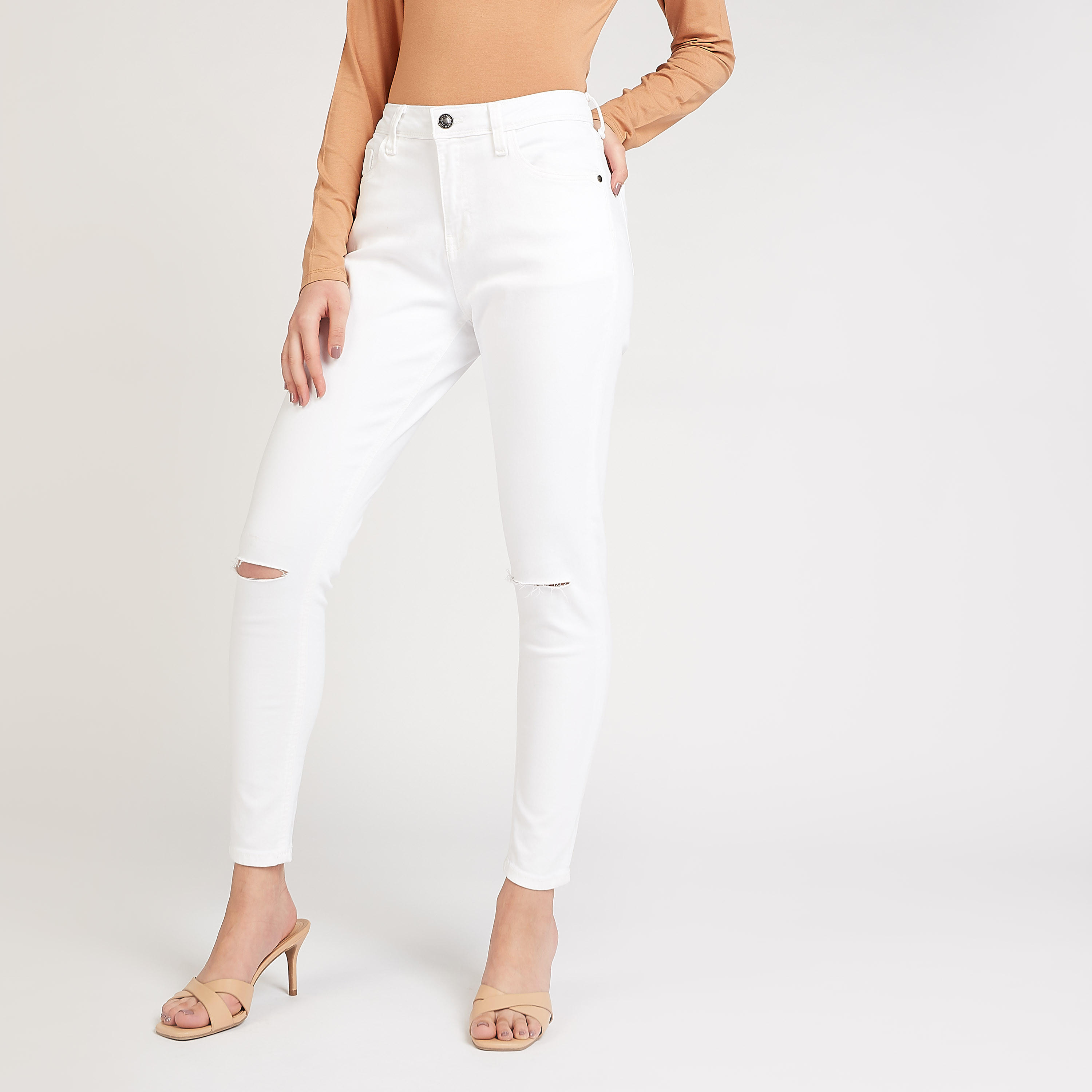 Lee Cooper Ripped Denim Jeans with Button Closure-women-clothing-bottoms-jeans-image-1
