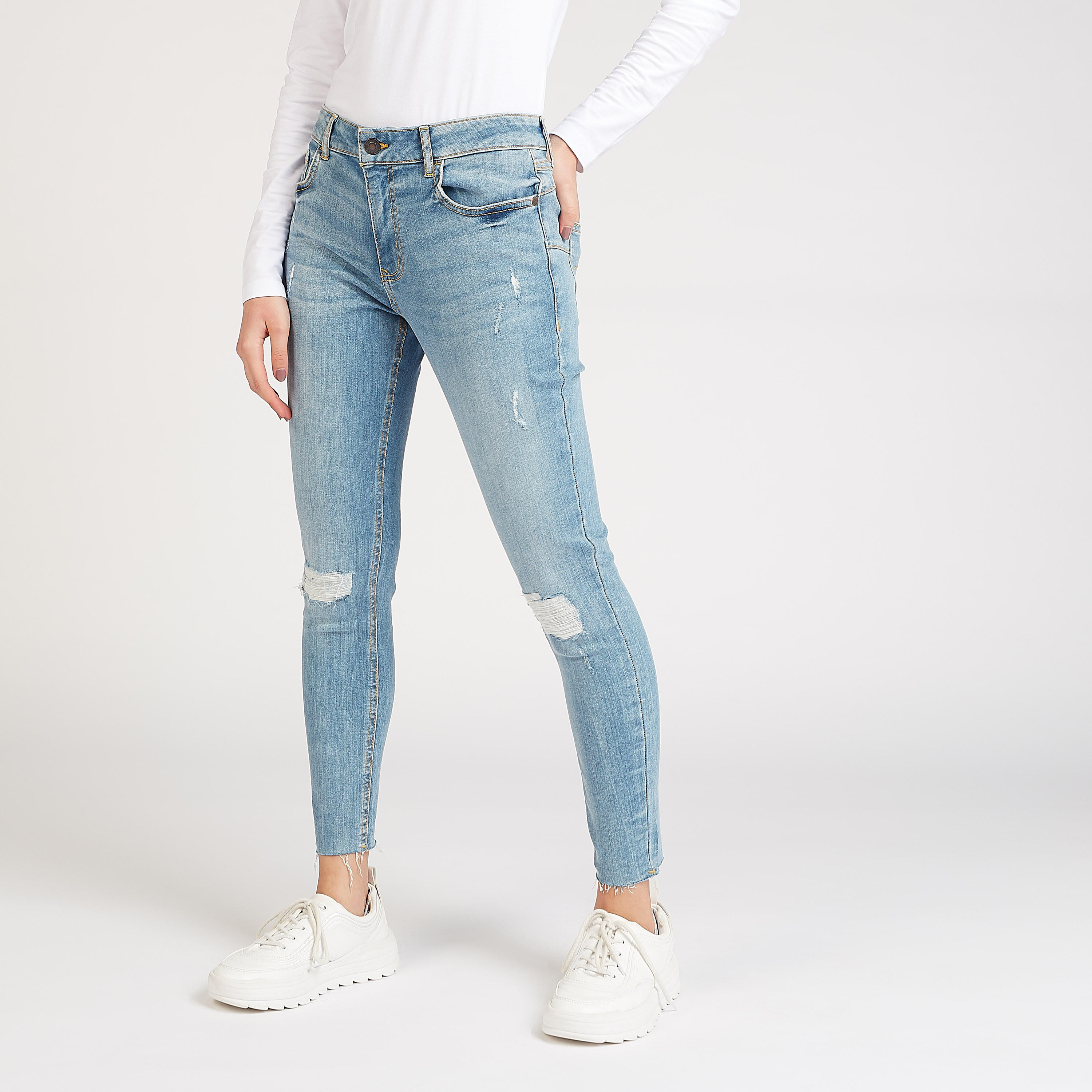 Lee Cooper Ripped Denim Jeans with Button Closure-women-clothing-bottoms-jeans-image-1