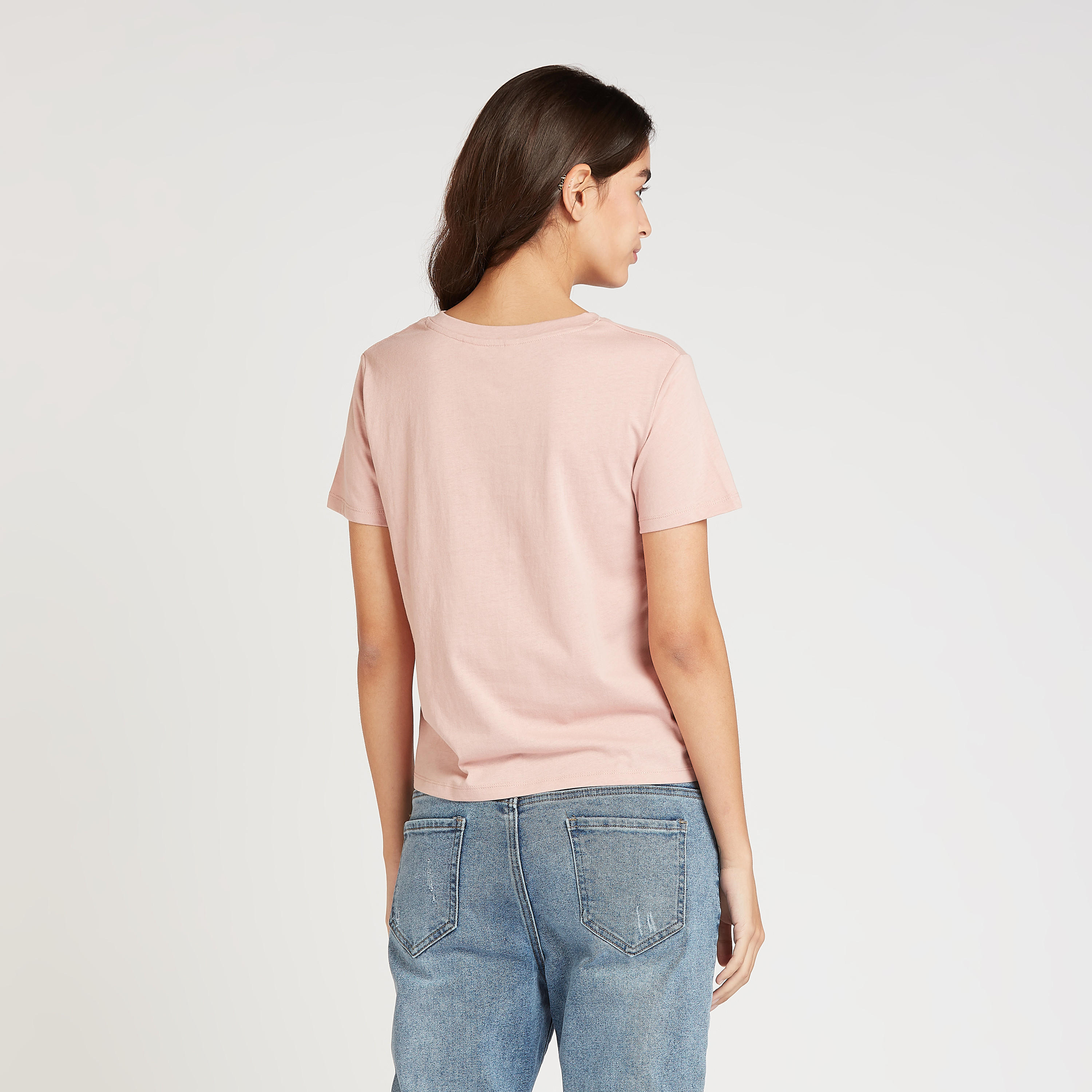 Lee Cooper Graphic Print T-shirt with Crew Neck and Short Sleeves-women-clothing-tshirts-image-4