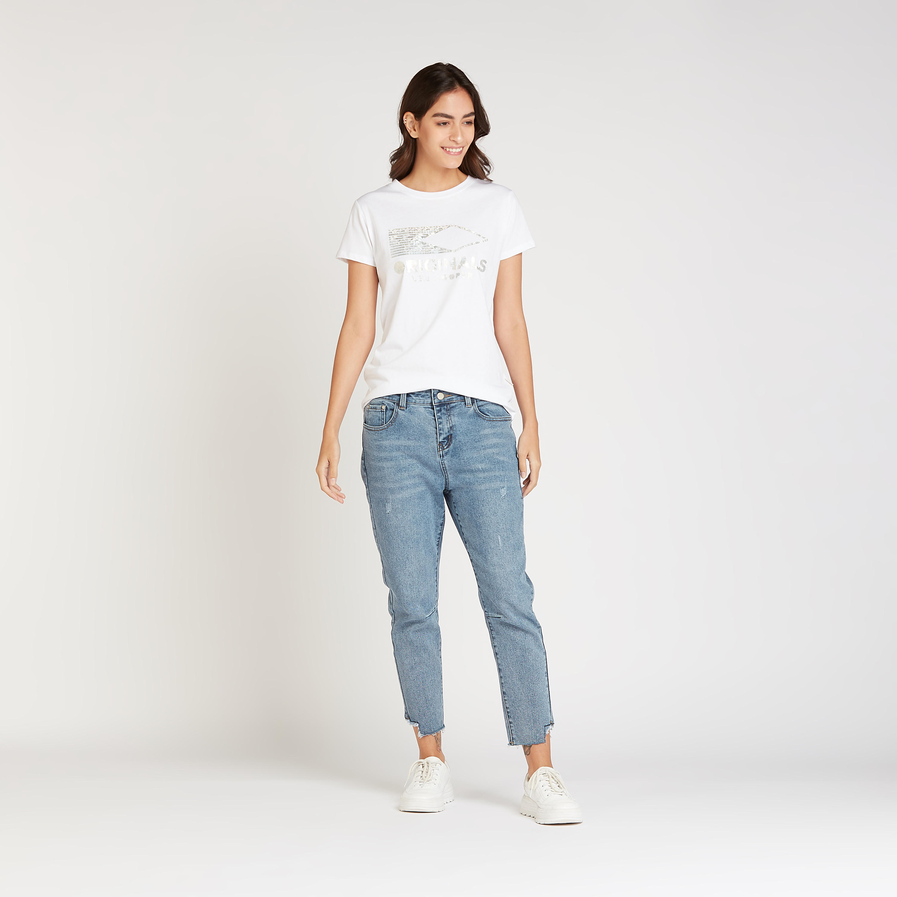 Lee Cooper Graphic Print T-shirt with Crew Neck and Short Sleeves-women-clothing-tshirts-image-2