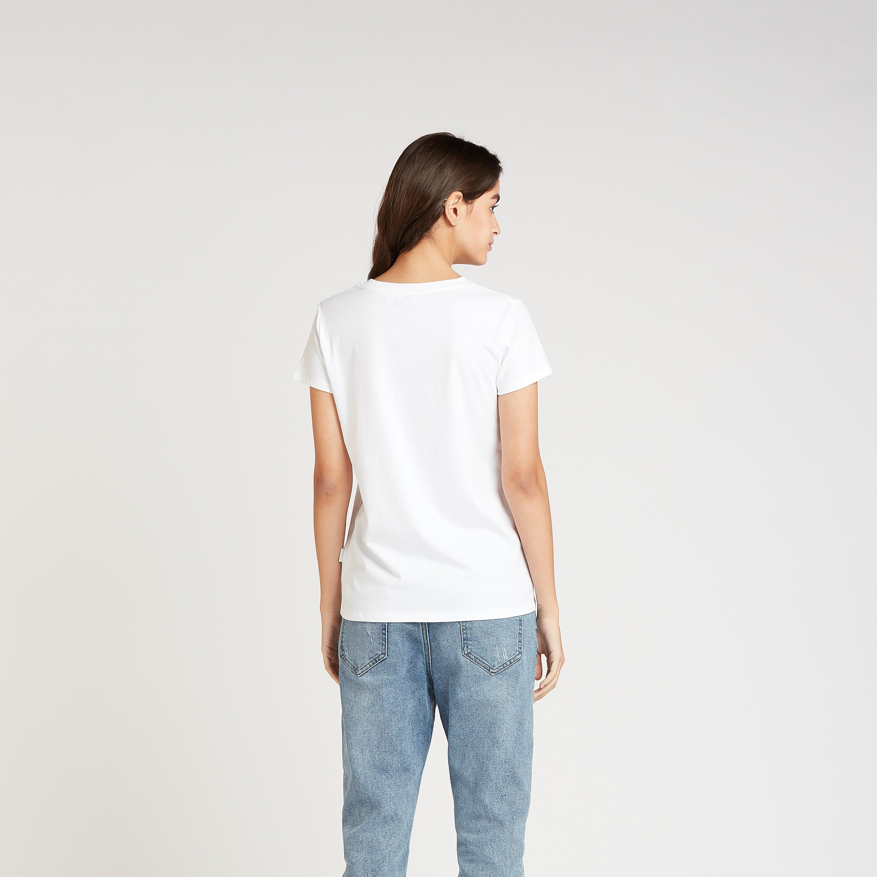 Lee Cooper Graphic Print T-shirt with Crew Neck and Short Sleeves-women-clothing-tshirts-image-4