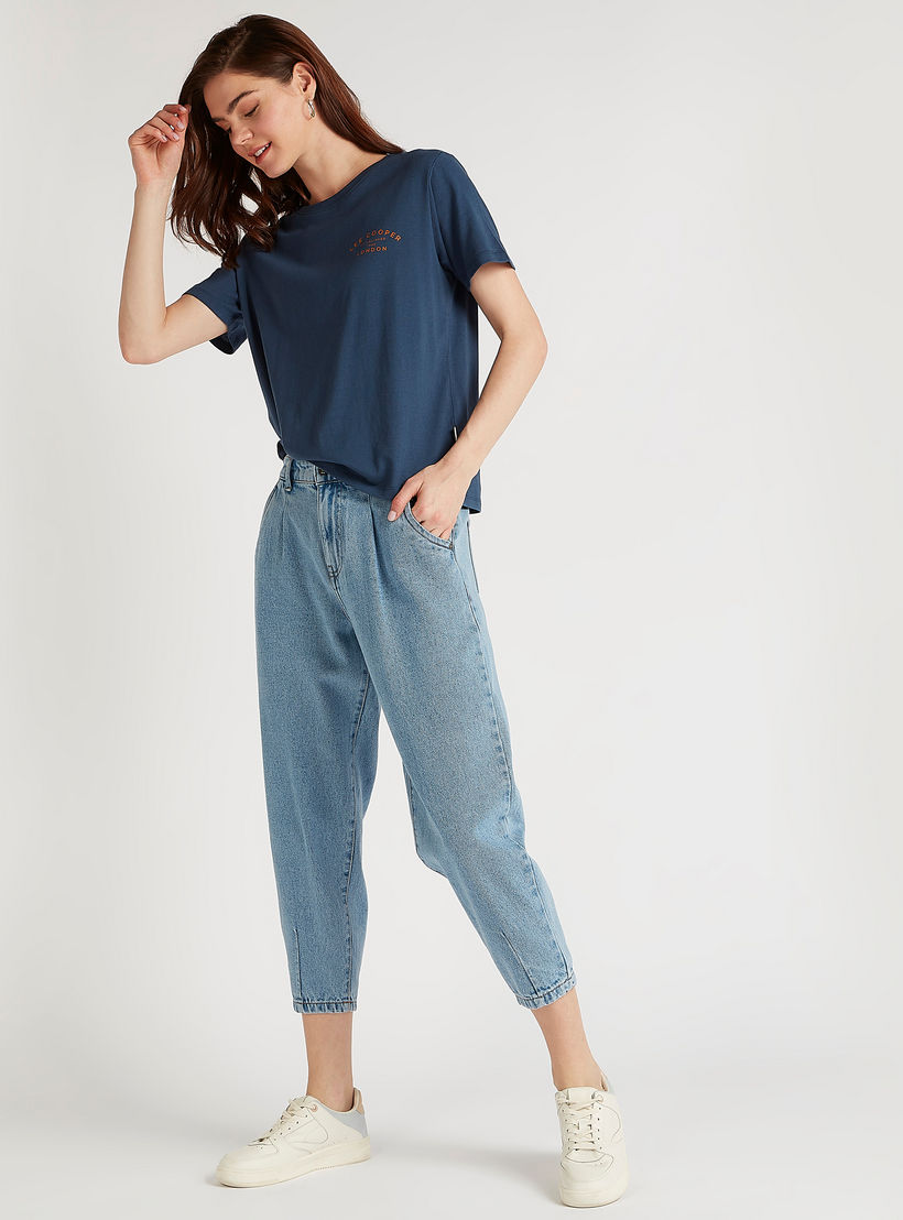 Lee Cooper Print Crew-Neck T-shirt with Short Sleeves-women-clothing-tshirts-image-2