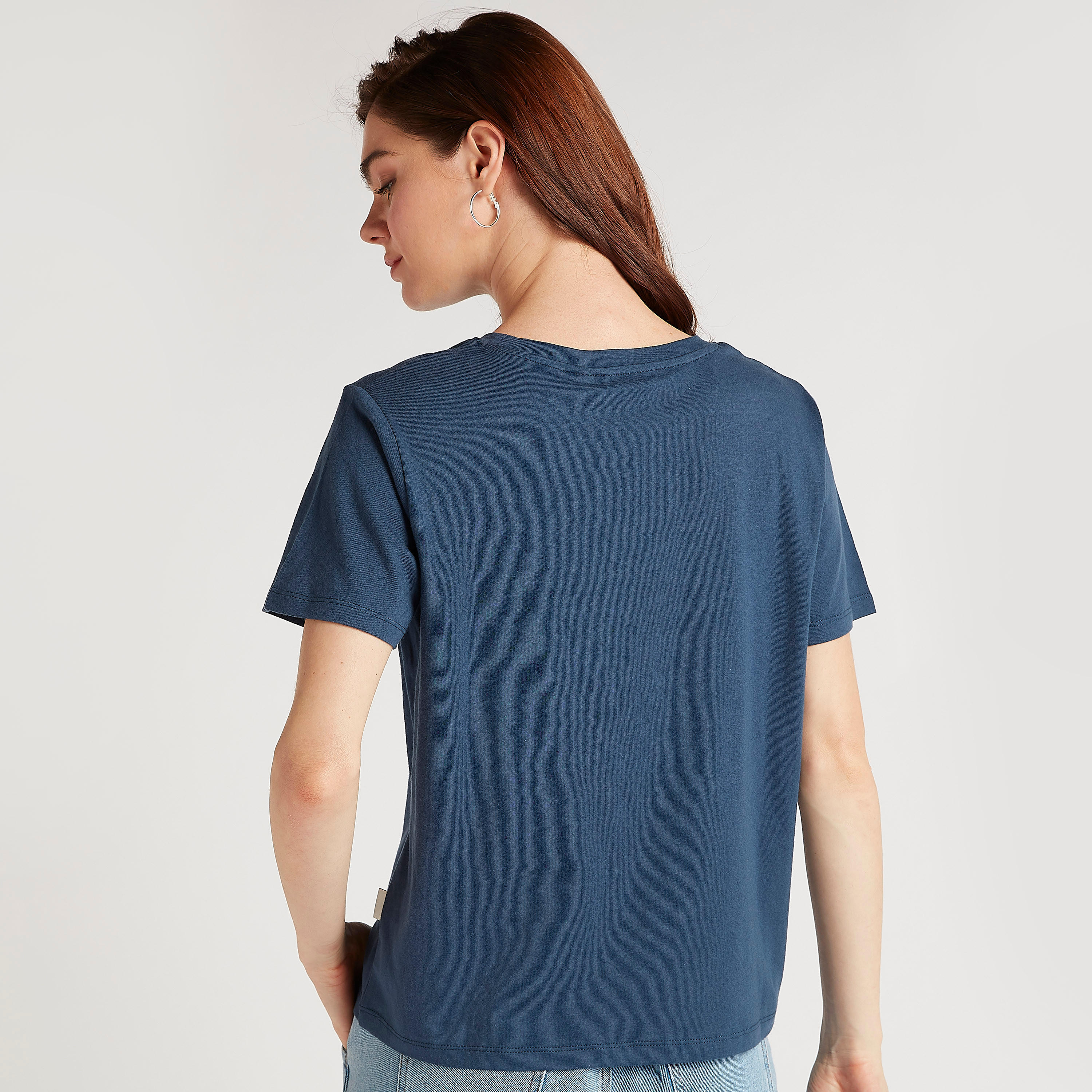 Lee Cooper Print Crew-Neck T-shirt with Short Sleeves-women-clothing-tshirts-image-4