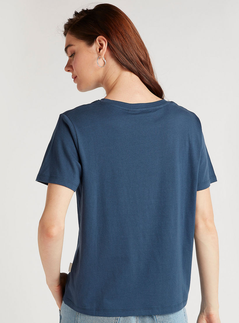 Lee Cooper Print Crew-Neck T-shirt with Short Sleeves-women-clothing-tshirts-image-4