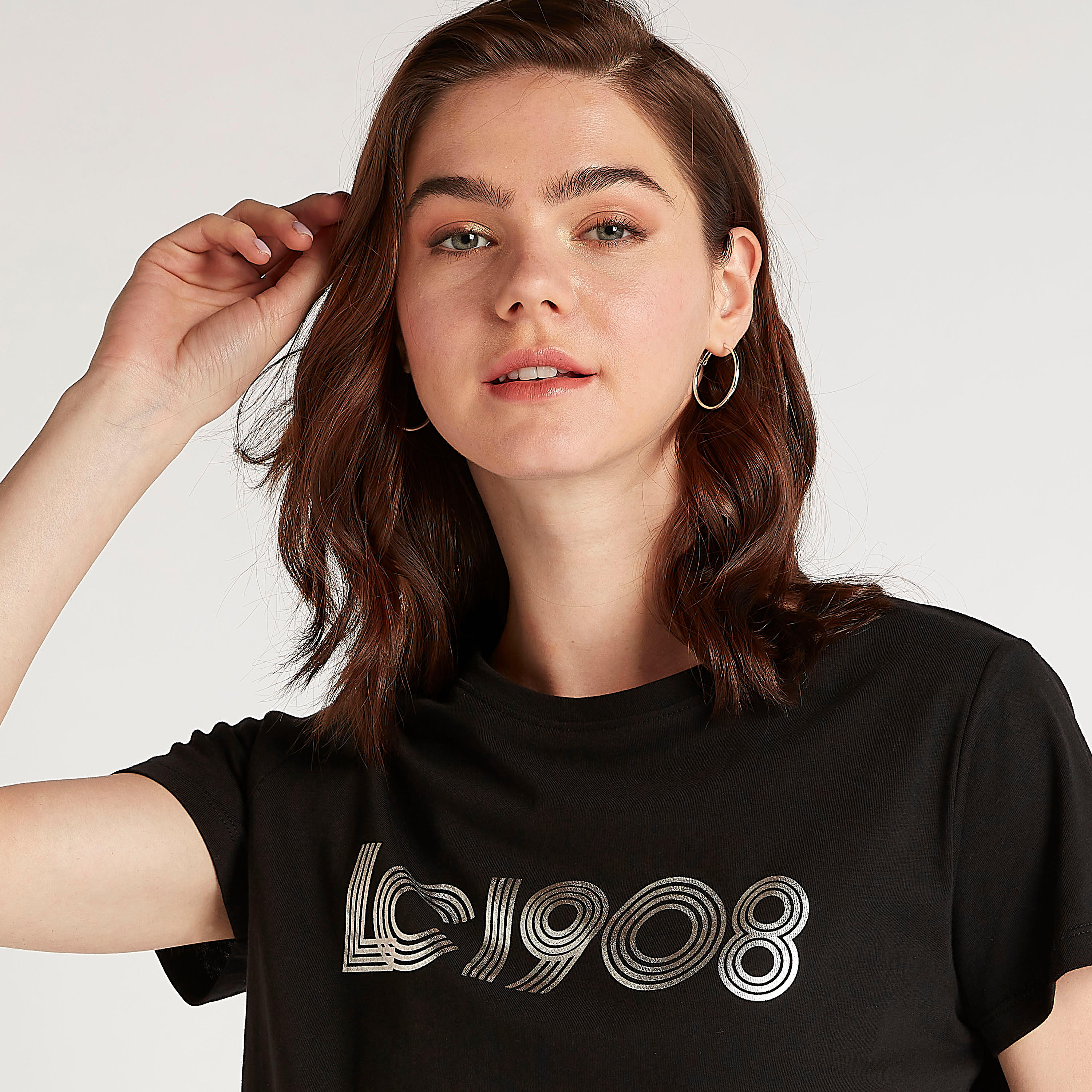 Lee Cooper Printed Crew Neck T-shirt with Short Sleeves-women-clothing-tshirts-image-3