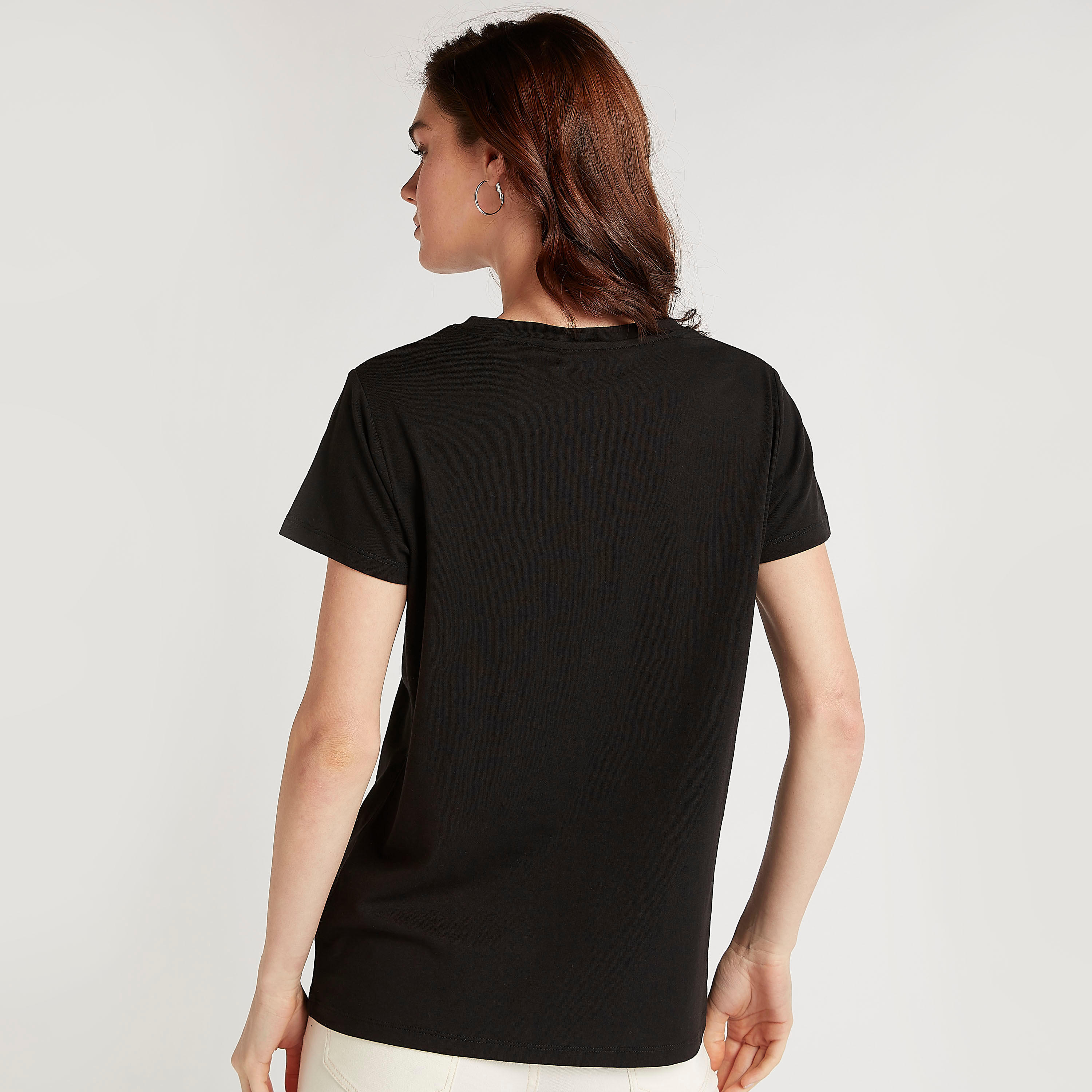 Lee Cooper Printed Crew Neck T-shirt with Short Sleeves-women-clothing-tshirts-image-4