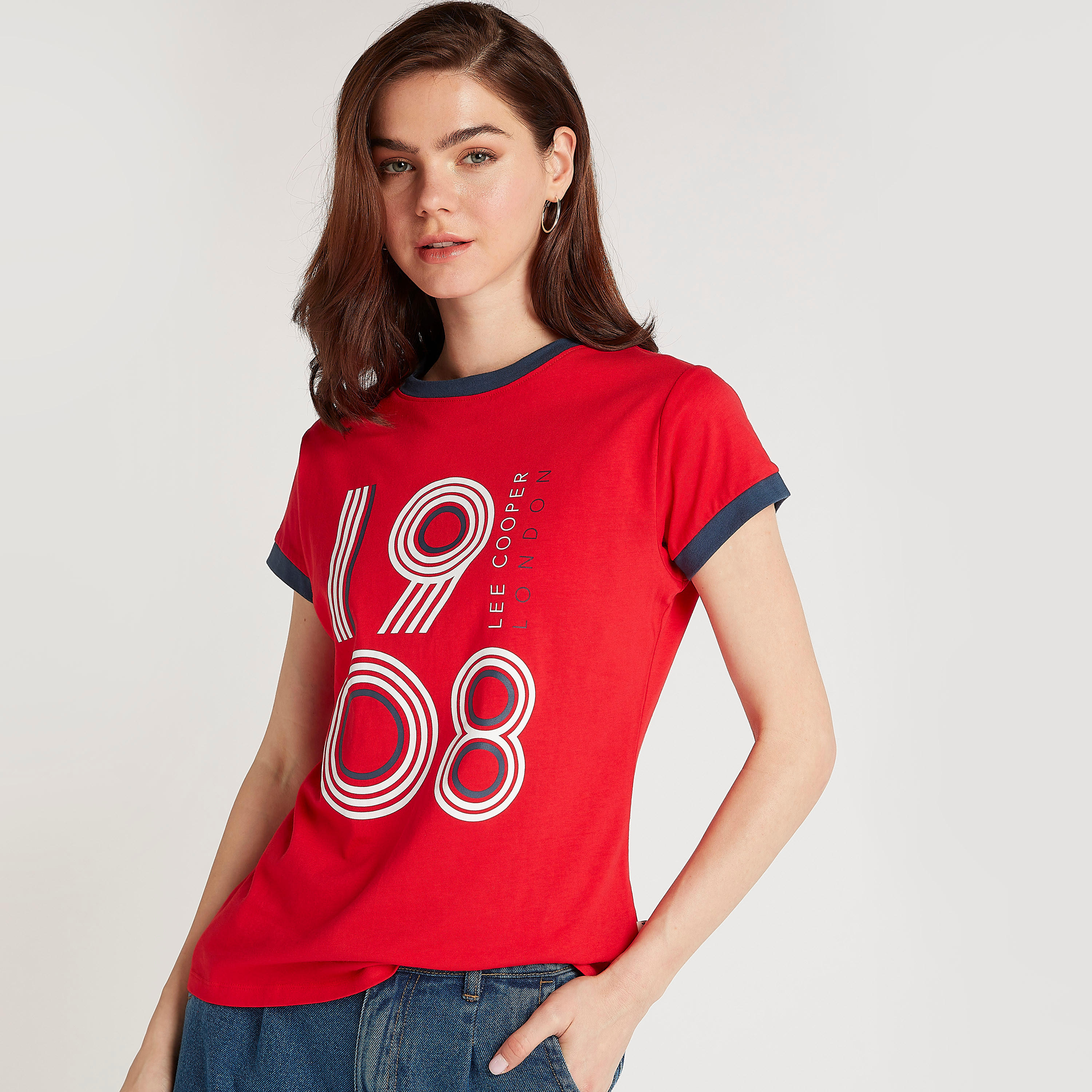 Lee Cooper Printed T-shirt with Crew Neck-women-clothing-tshirts-image-1