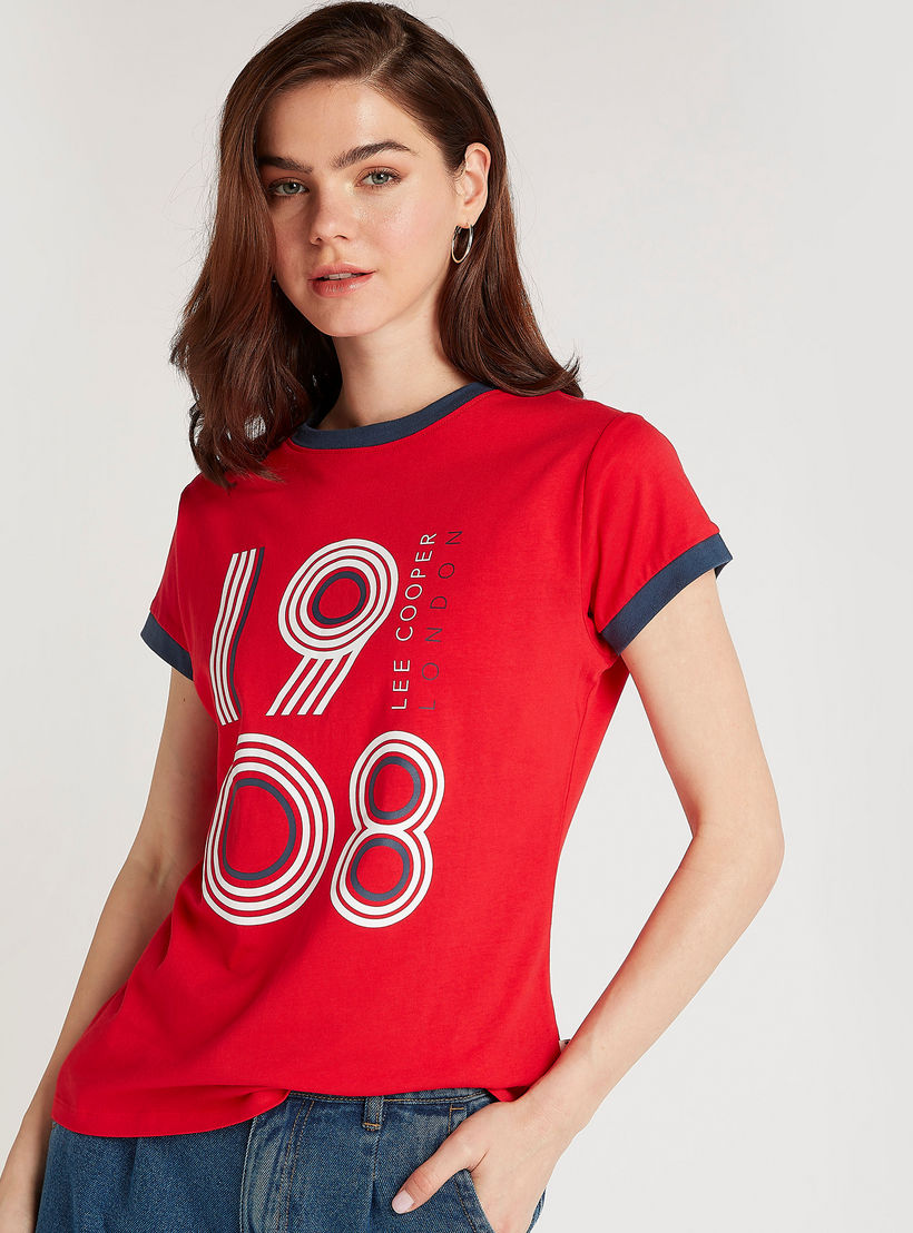 Lee Cooper Printed T-shirt with Crew Neck-women-clothing-tshirts-image-1