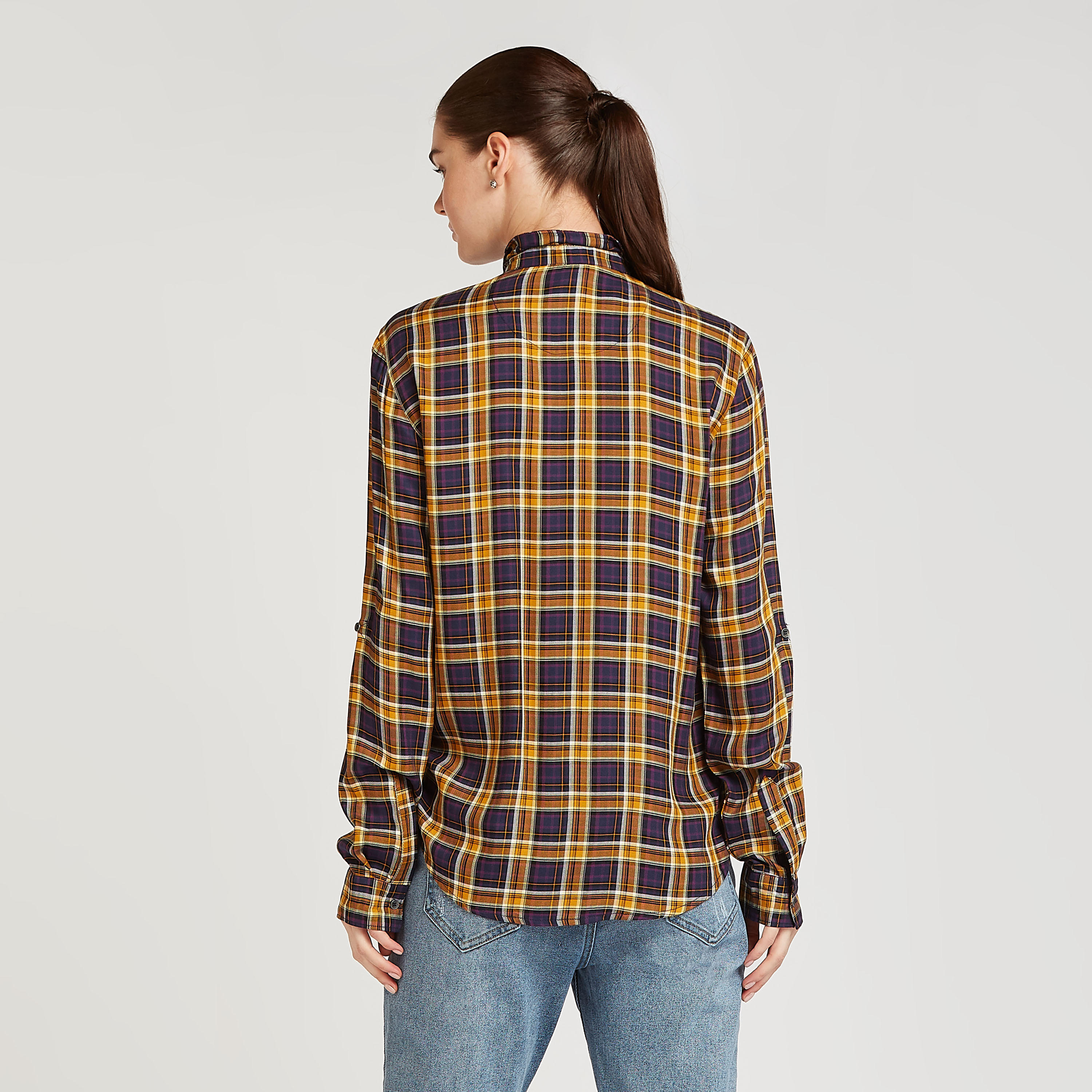 قميص كاروهات بأكمام طويلة وجيب على الصدر من لي كوبر-women-clothing-shirtsandblouses-shirts-image-4
