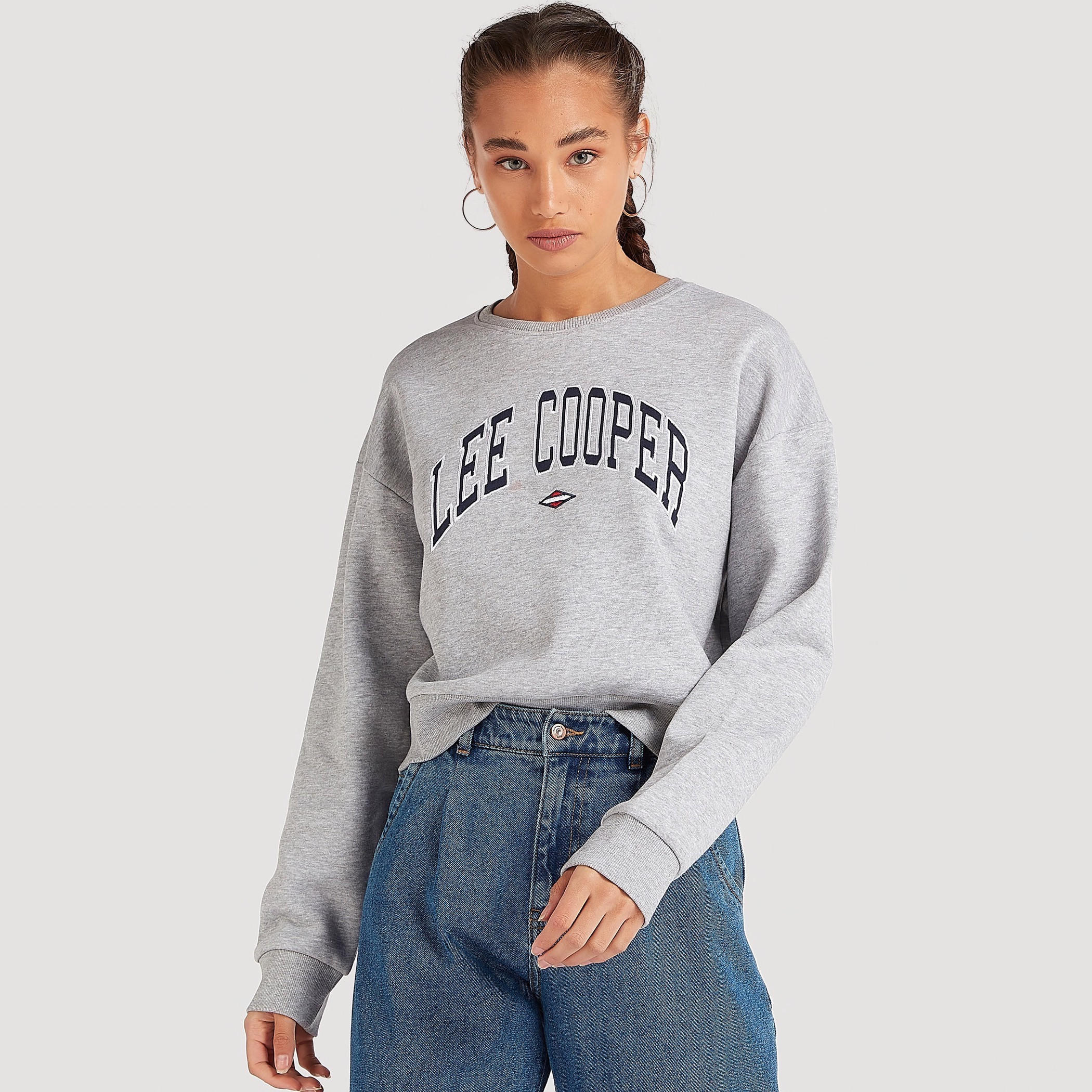 Sustainable Lee Cooper Printed Sweatshirt with Long Sleeves-women-winterwear-hoodiesandsweatshirts-sweatshirts-image-1