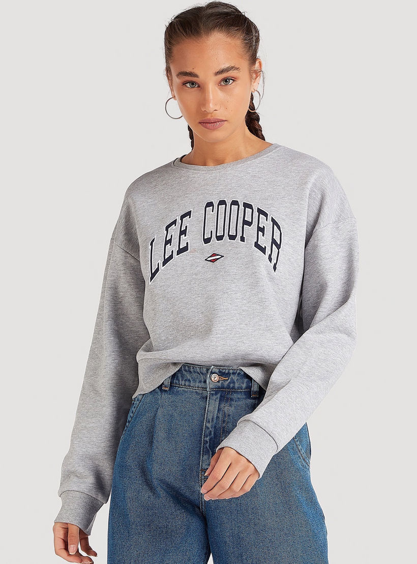 Sustainable Lee Cooper Printed Sweatshirt with Long Sleeves-women-winterwear-hoodiesandsweatshirts-sweatshirts-image-1