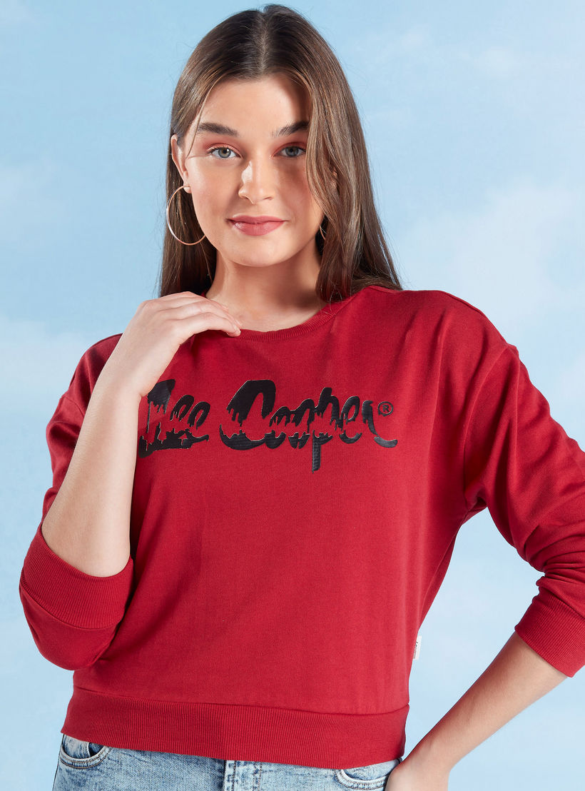 سويت شيرت مستدام بياقة ضيّقة وأكمام طويلة وطبعات من لي كوبر-women-winterwear-hoodiesandsweatshirts-sweatshirts-image-1