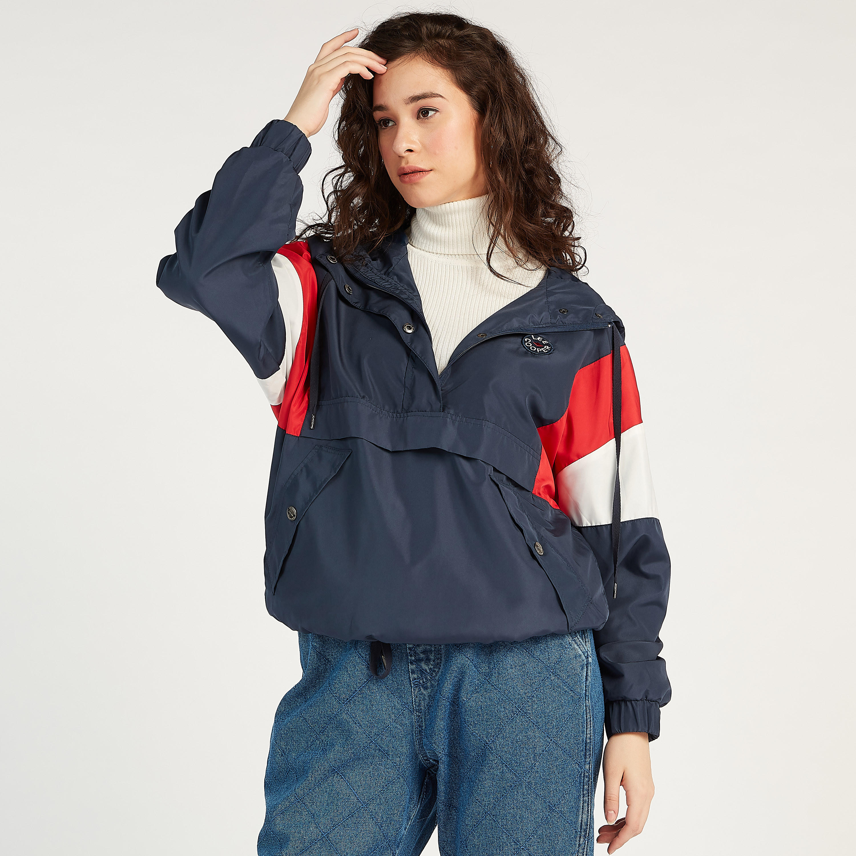 Lee Cooper Lightweight Jacket with Hood and Pockets-women-winterwear-coatsandjackets-jackets-image-1