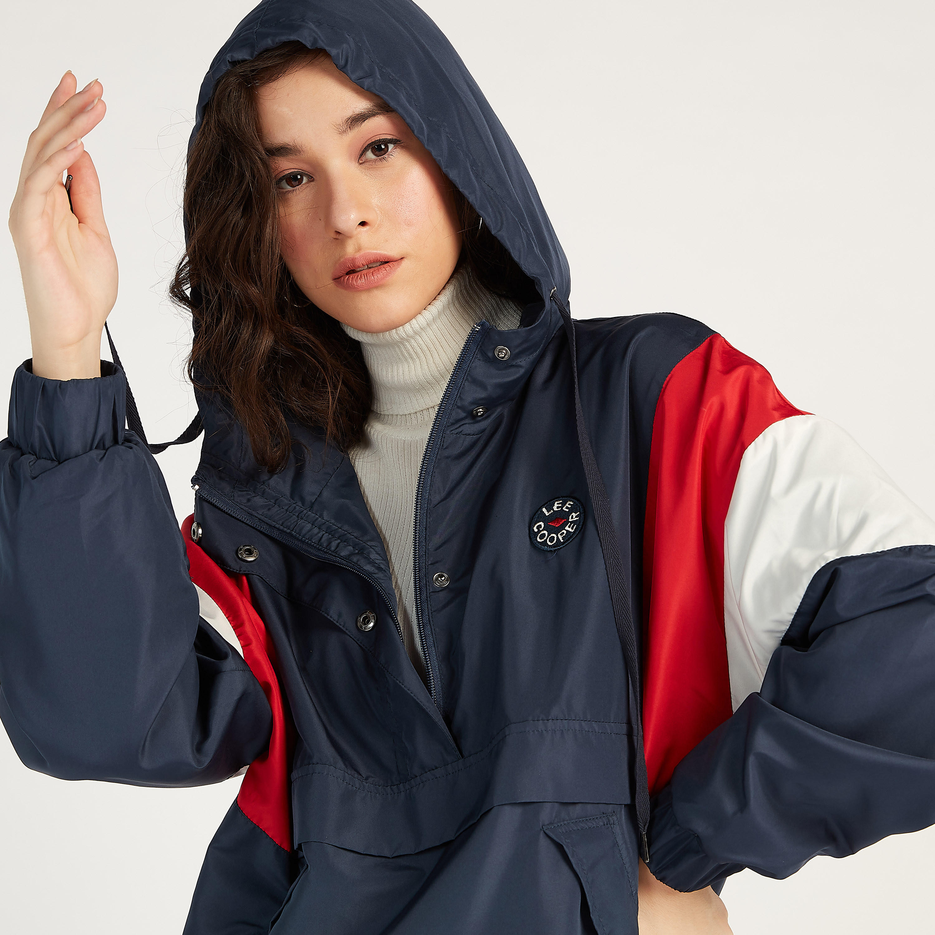 Lee Cooper Lightweight Jacket with Hood and Pockets-women-winterwear-coatsandjackets-jackets-image-3