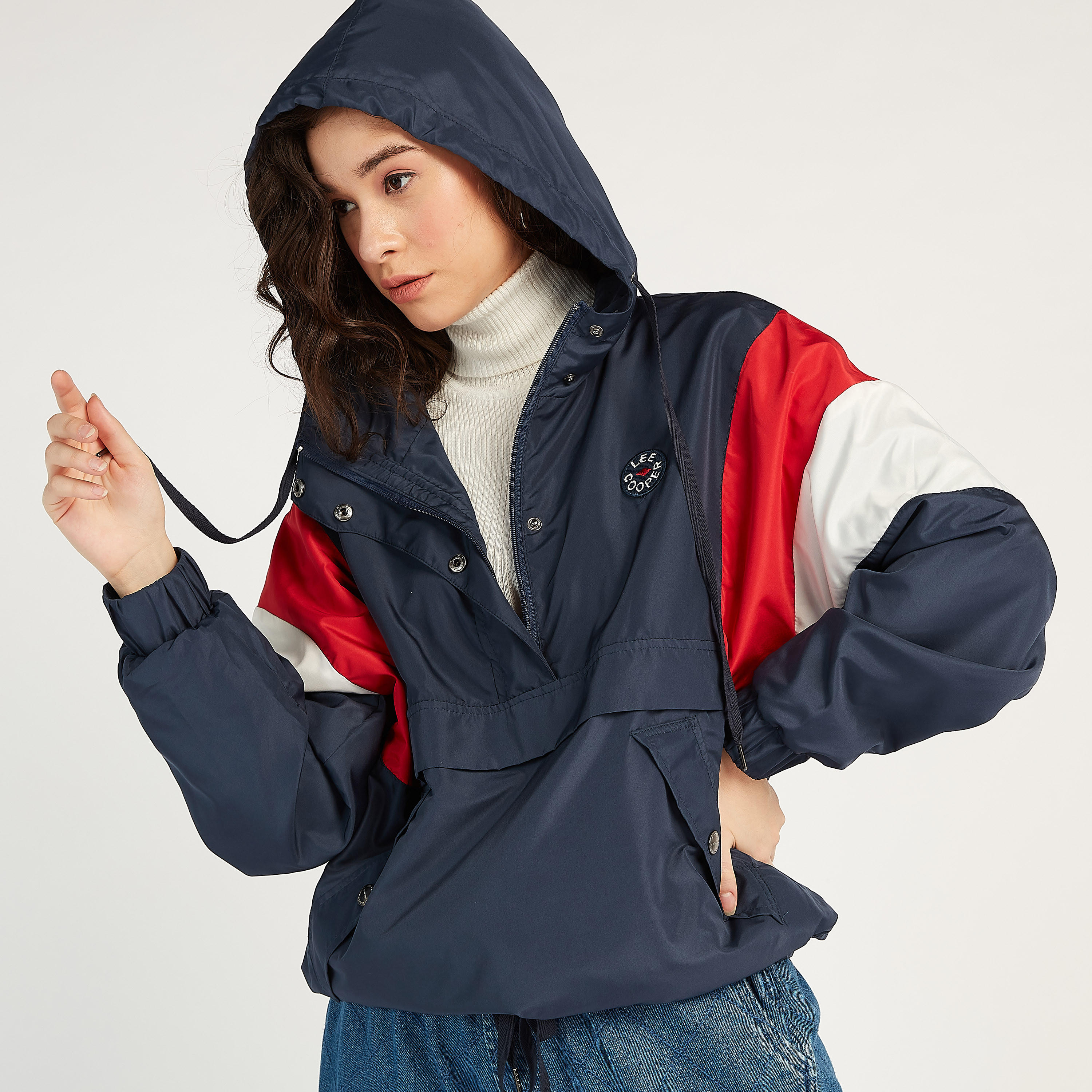 Lee Cooper Lightweight Jacket with Hood and Pockets-women-winterwear-coatsandjackets-jackets-image-6