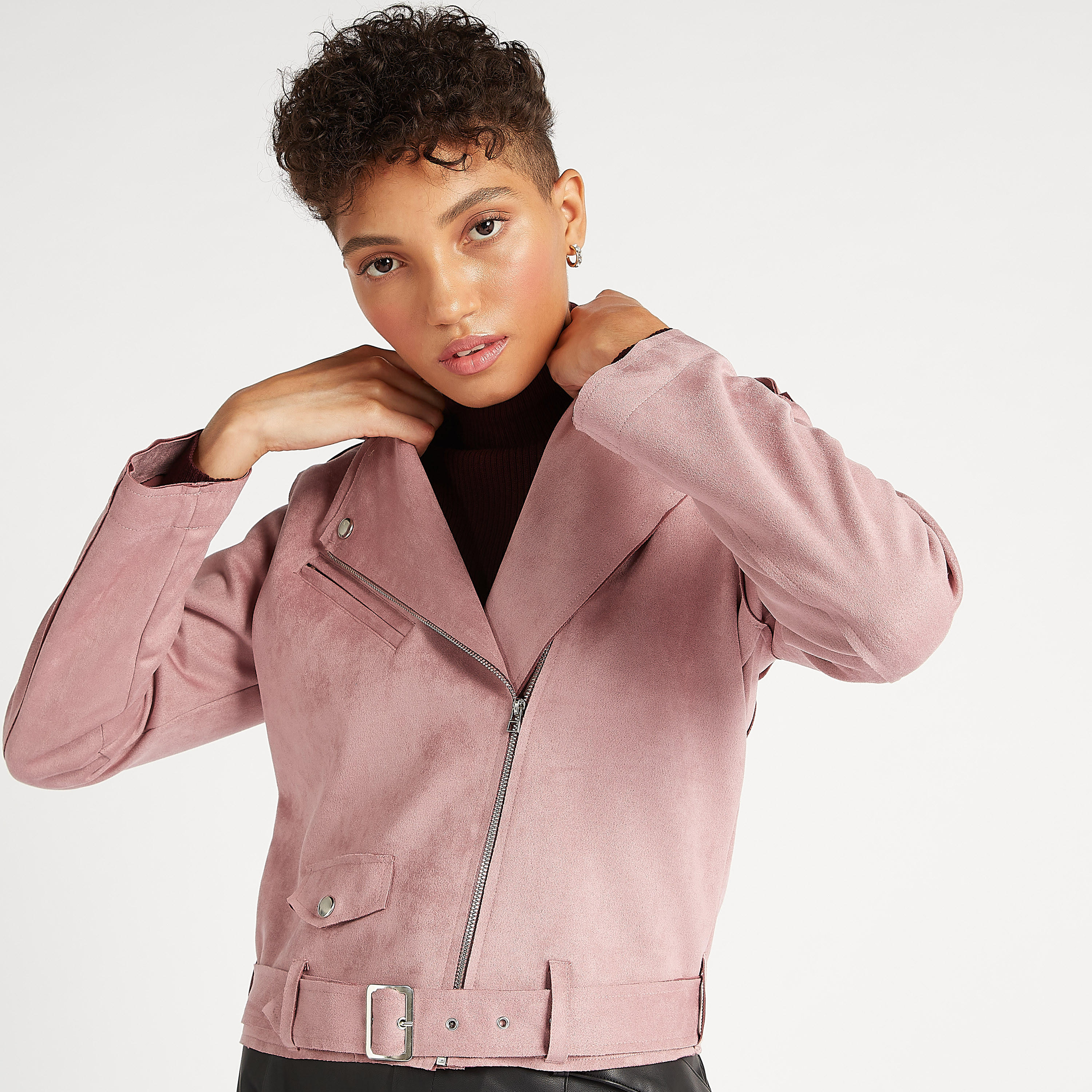 جاكيت مستدام بايكر بجيوب وياقة عادية من لي كوبر-women-winterwear-coatsandjackets-jackets-image-1