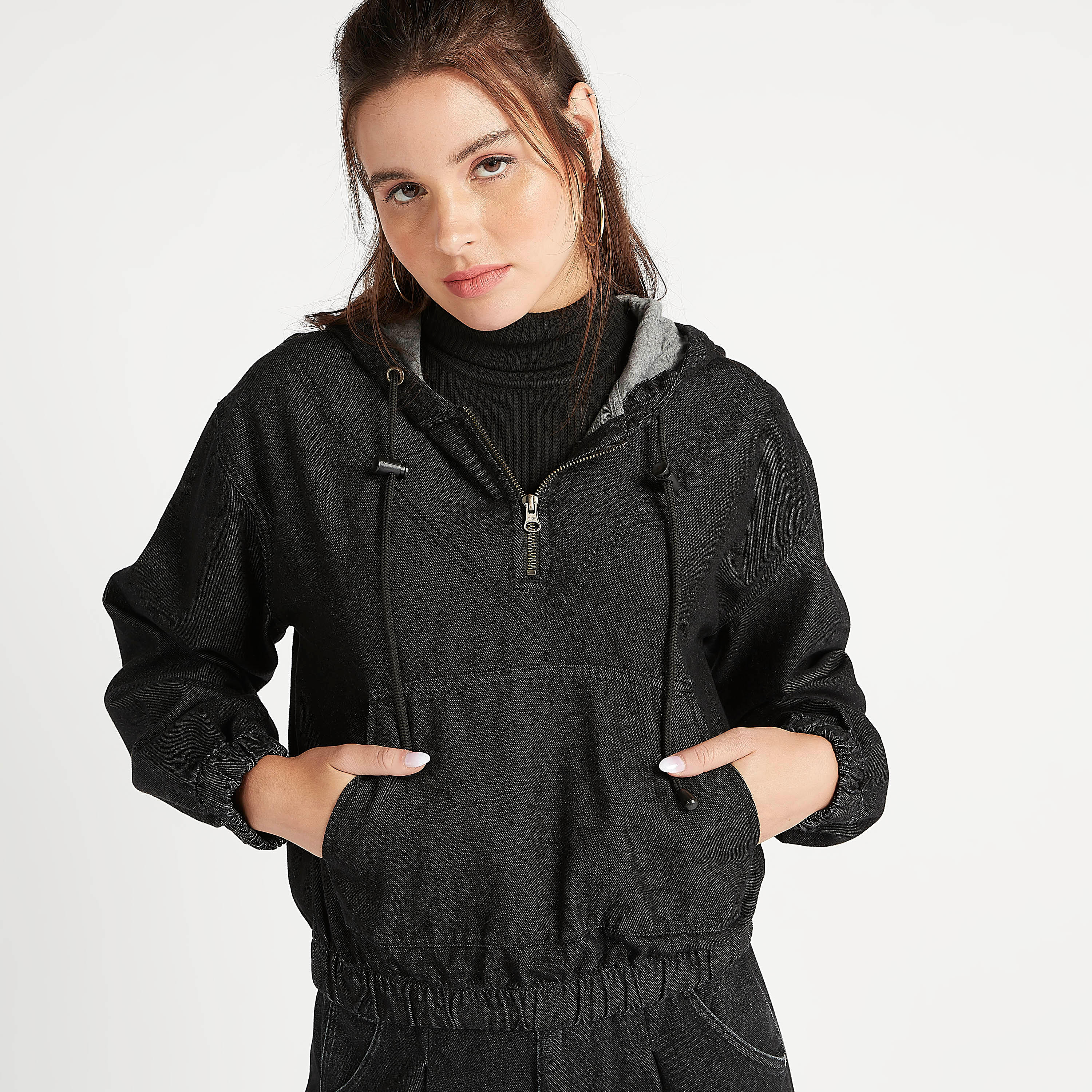 Sustainable Lee Cooper Solid Hoodie with Kangaroo Pocket-women-winterwear-hoodiesandsweatshirts-hoodies-image-1