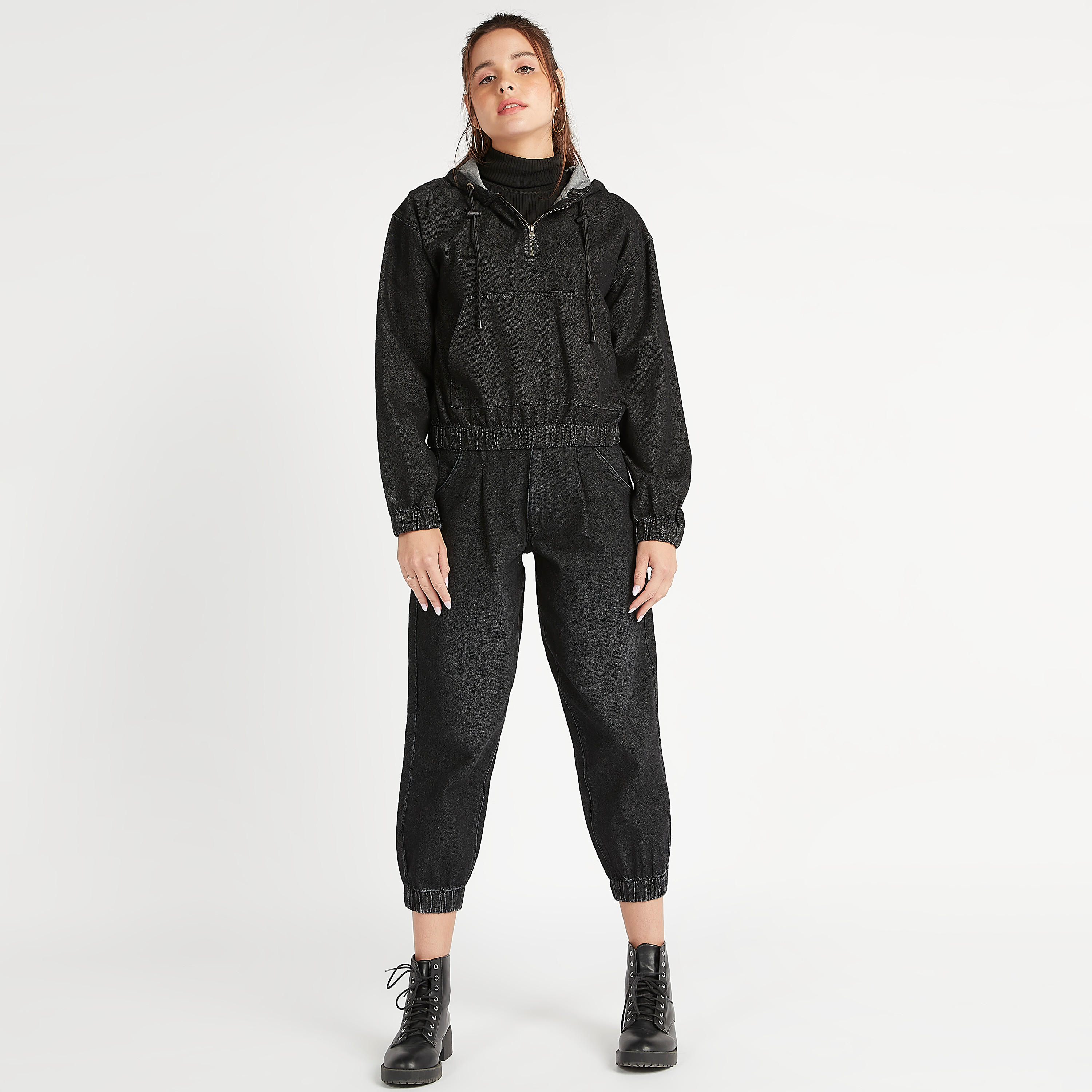 Sustainable Lee Cooper Solid Hoodie with Kangaroo Pocket-women-winterwear-hoodiesandsweatshirts-hoodies-image-2