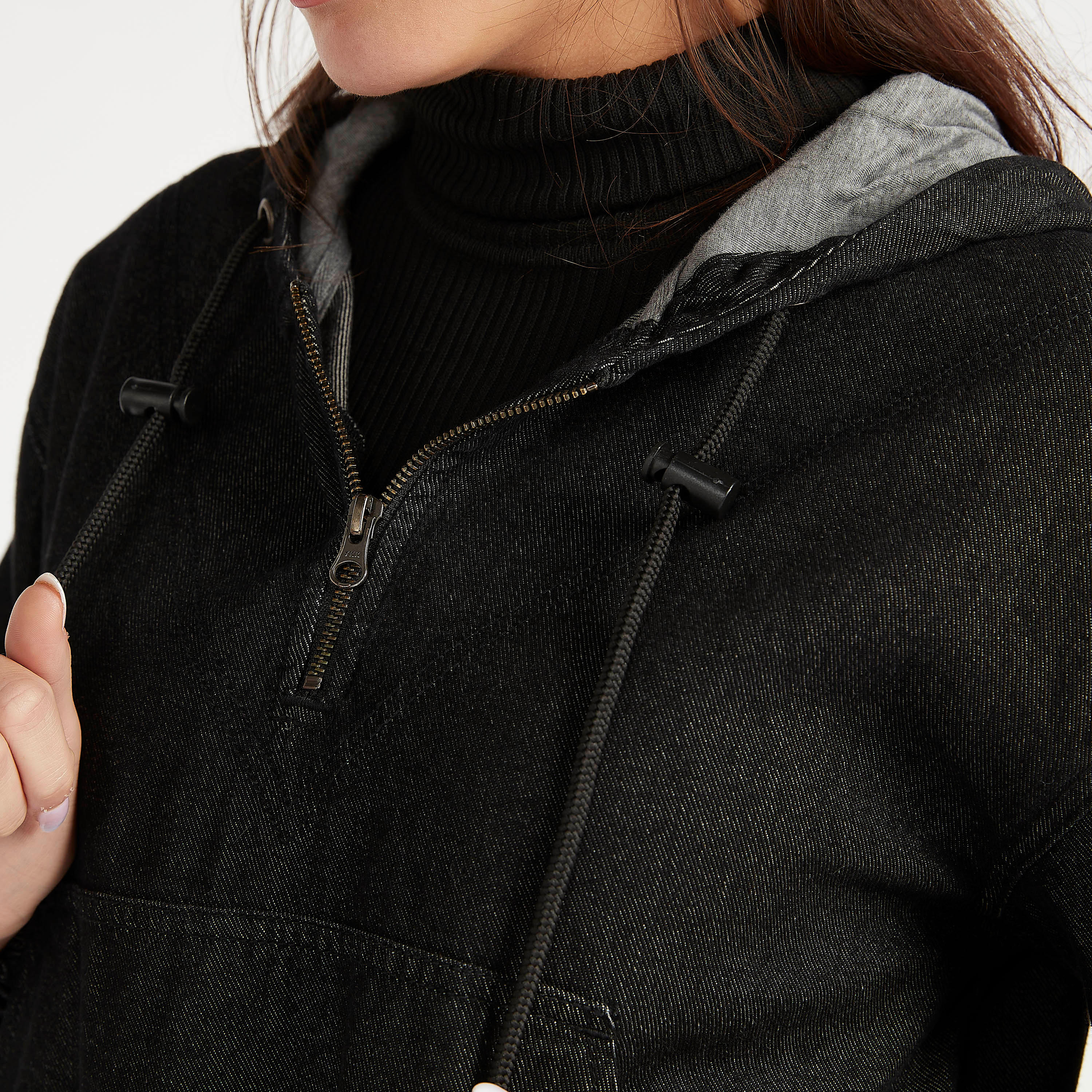 Sustainable Lee Cooper Solid Hoodie with Kangaroo Pocket-women-winterwear-hoodiesandsweatshirts-hoodies-image-3