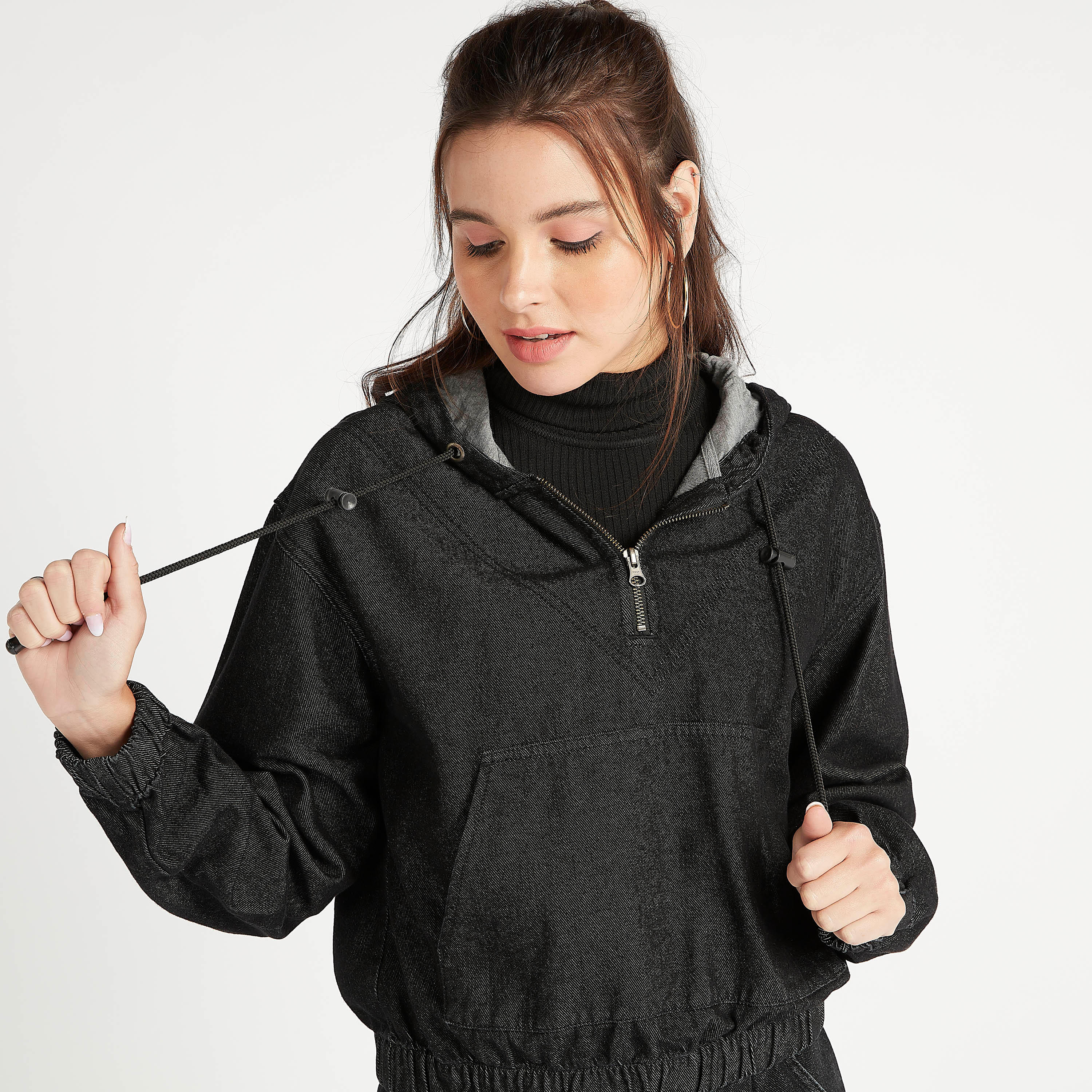 Sustainable Lee Cooper Solid Hoodie with Kangaroo Pocket-women-winterwear-hoodiesandsweatshirts-hoodies-image-6