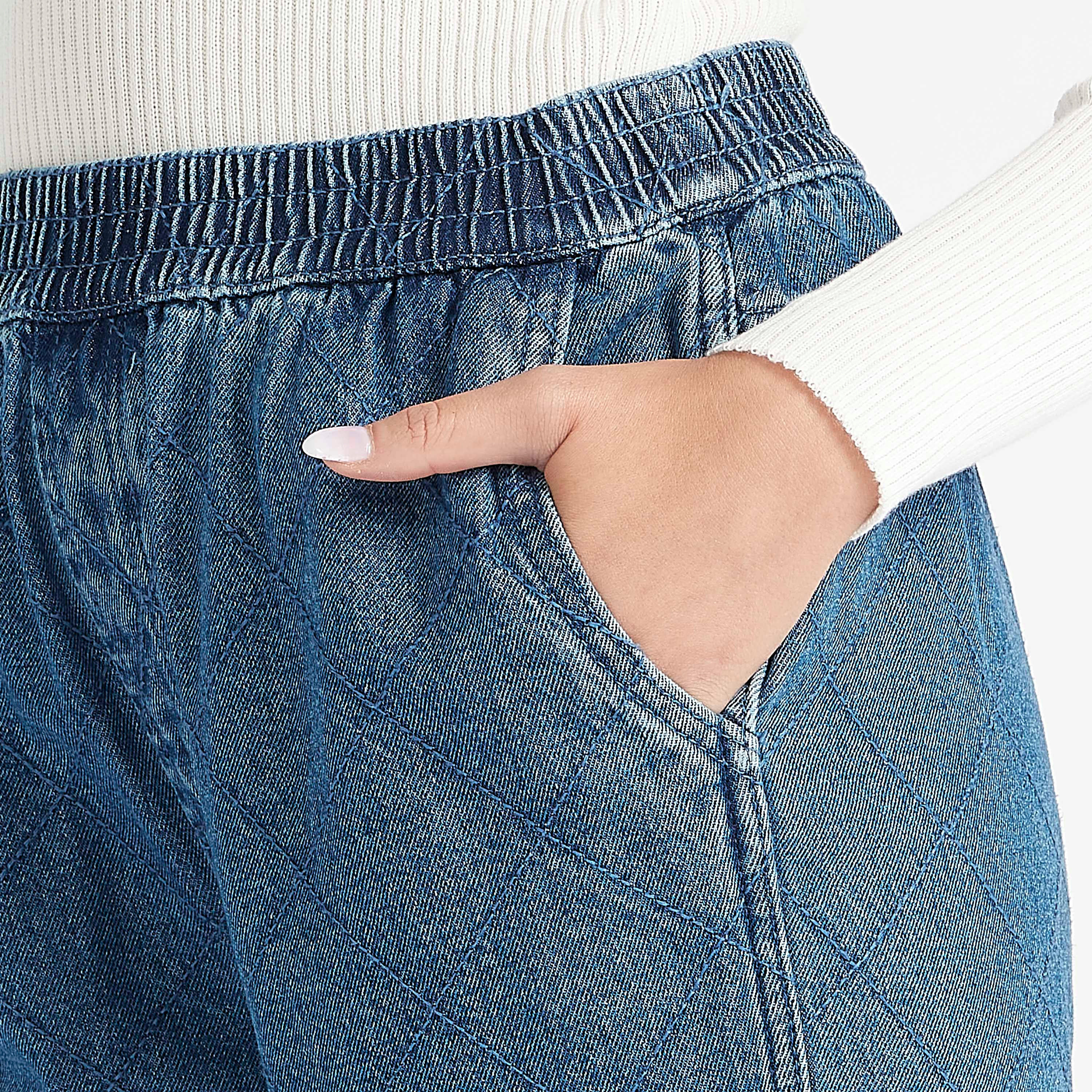 Sustainable Lee Cooper Textured High Rise Denim Joggers with Pockets-women-clothing-bottoms-joggers-image-3