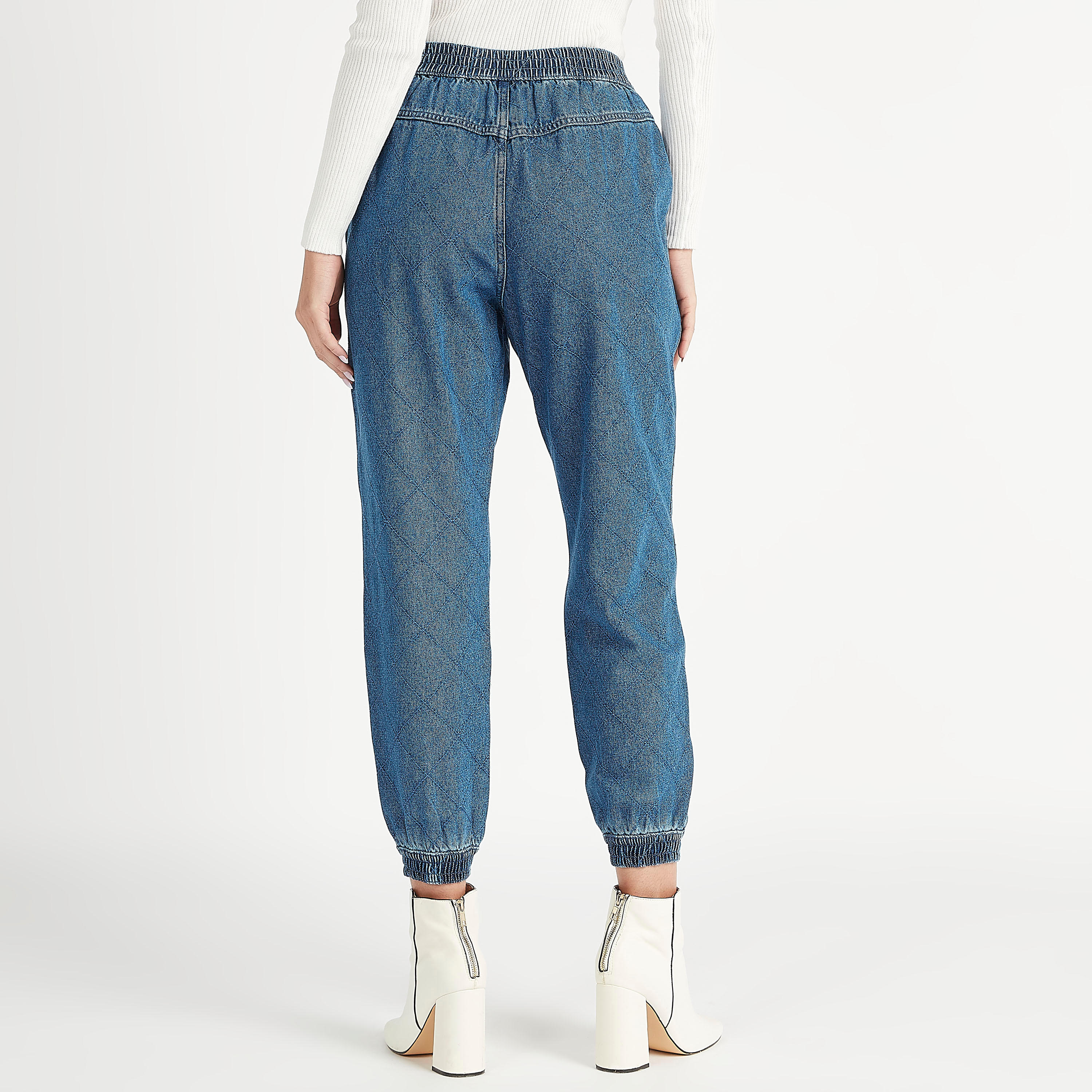 Sustainable Lee Cooper Textured High Rise Denim Joggers with Pockets-women-clothing-bottoms-joggers-image-4
