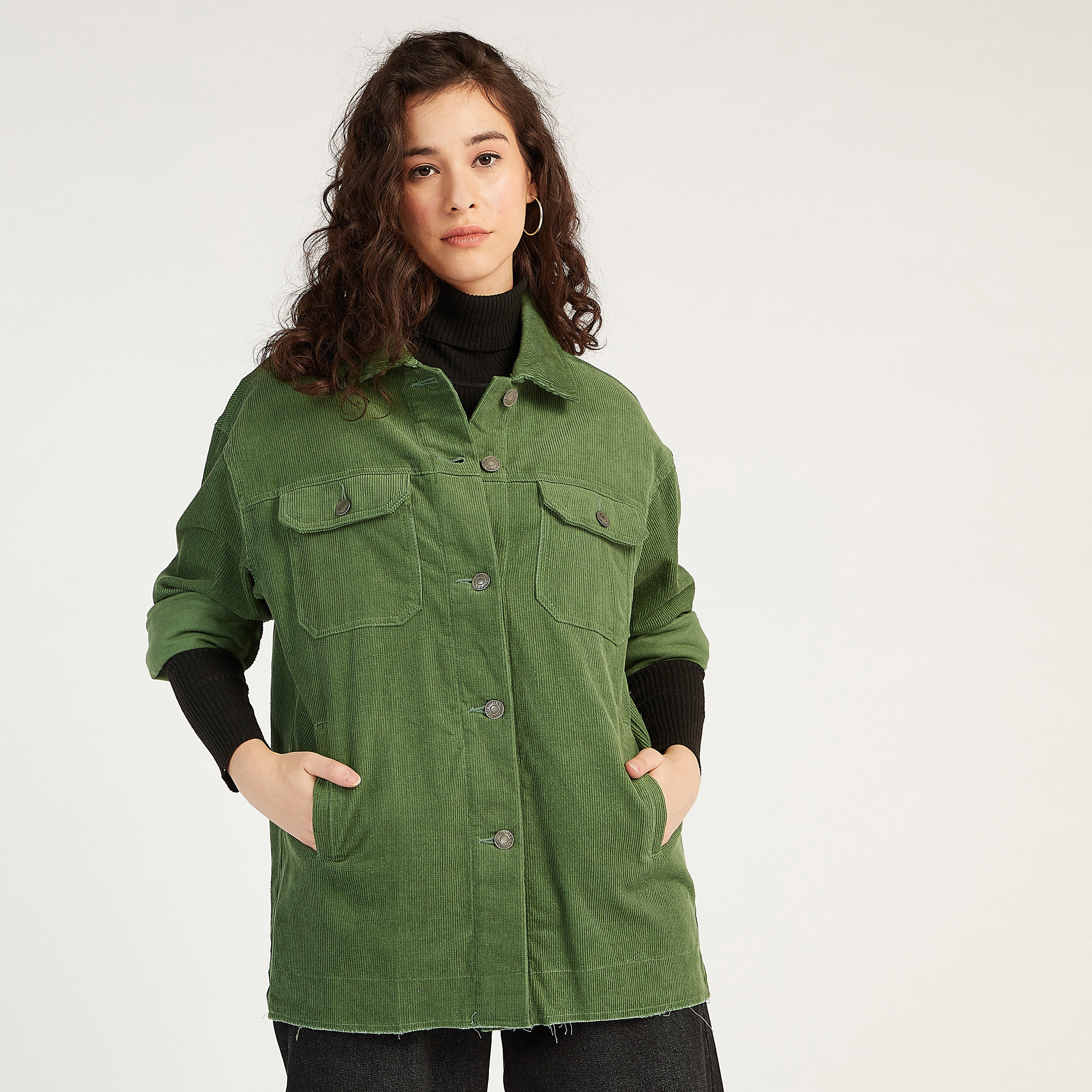شاكيت مستدام بارز الملمس بأكمام طويلة من لي كوبر-women-winterwear-coatsandjackets-jackets-image-1
