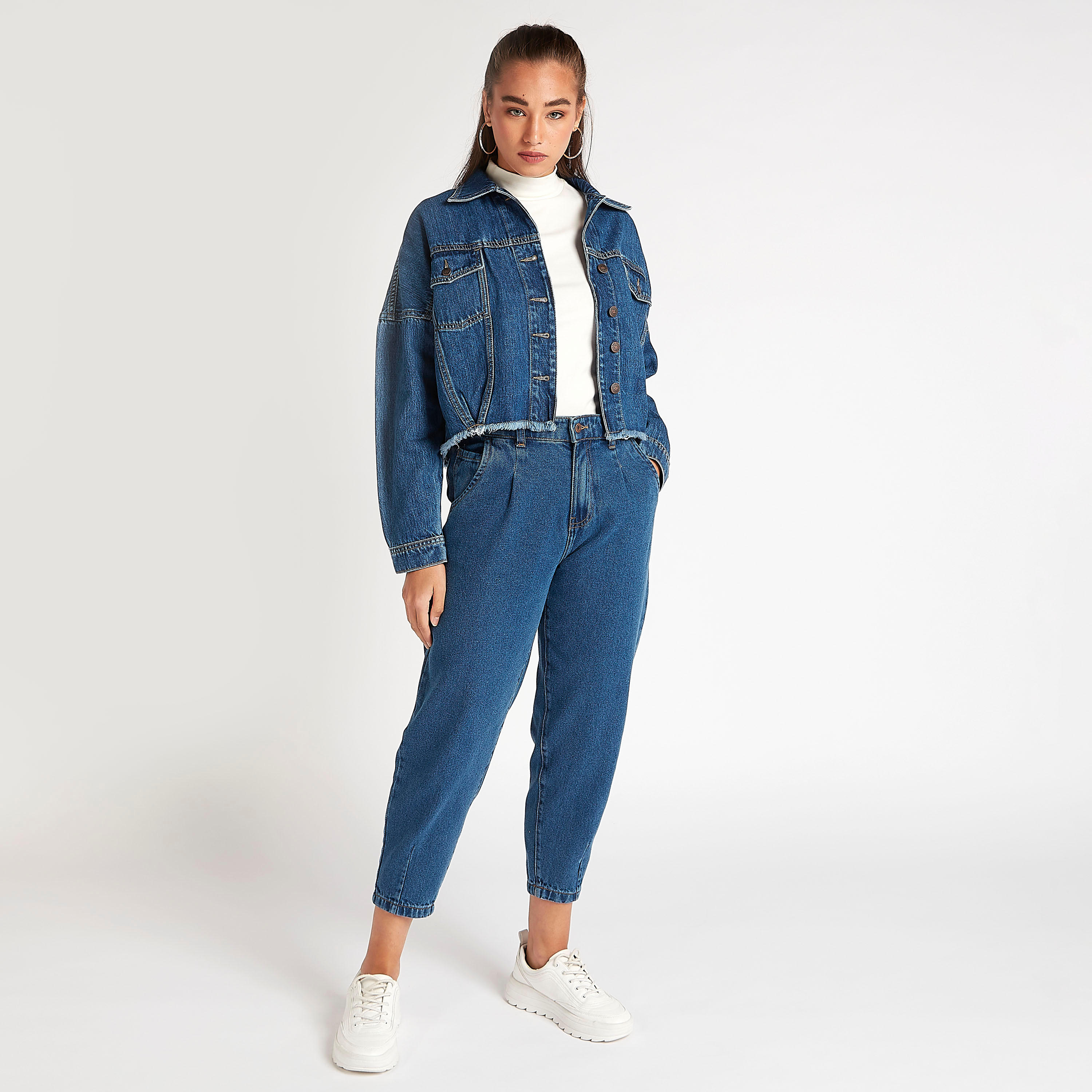 Lee Cooper Solid Denim Jacket with Long Sleeves-women-winterwear-coatsandjackets-jackets-image-2