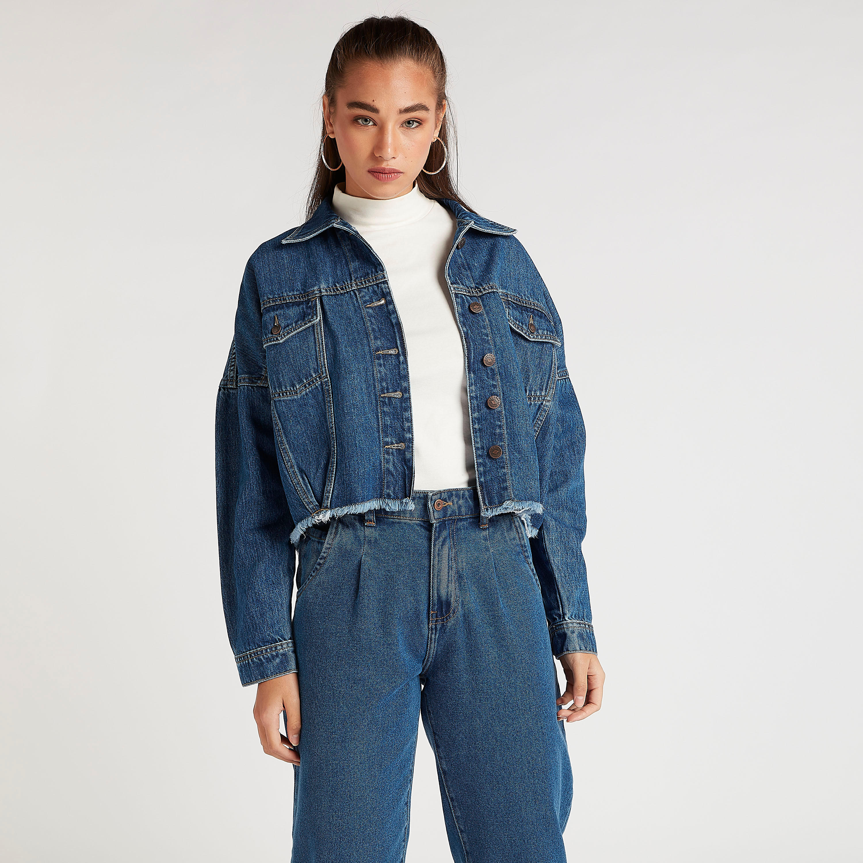 Lee Cooper Solid Denim Jacket with Long Sleeves-women-winterwear-coatsandjackets-jackets-image-8
