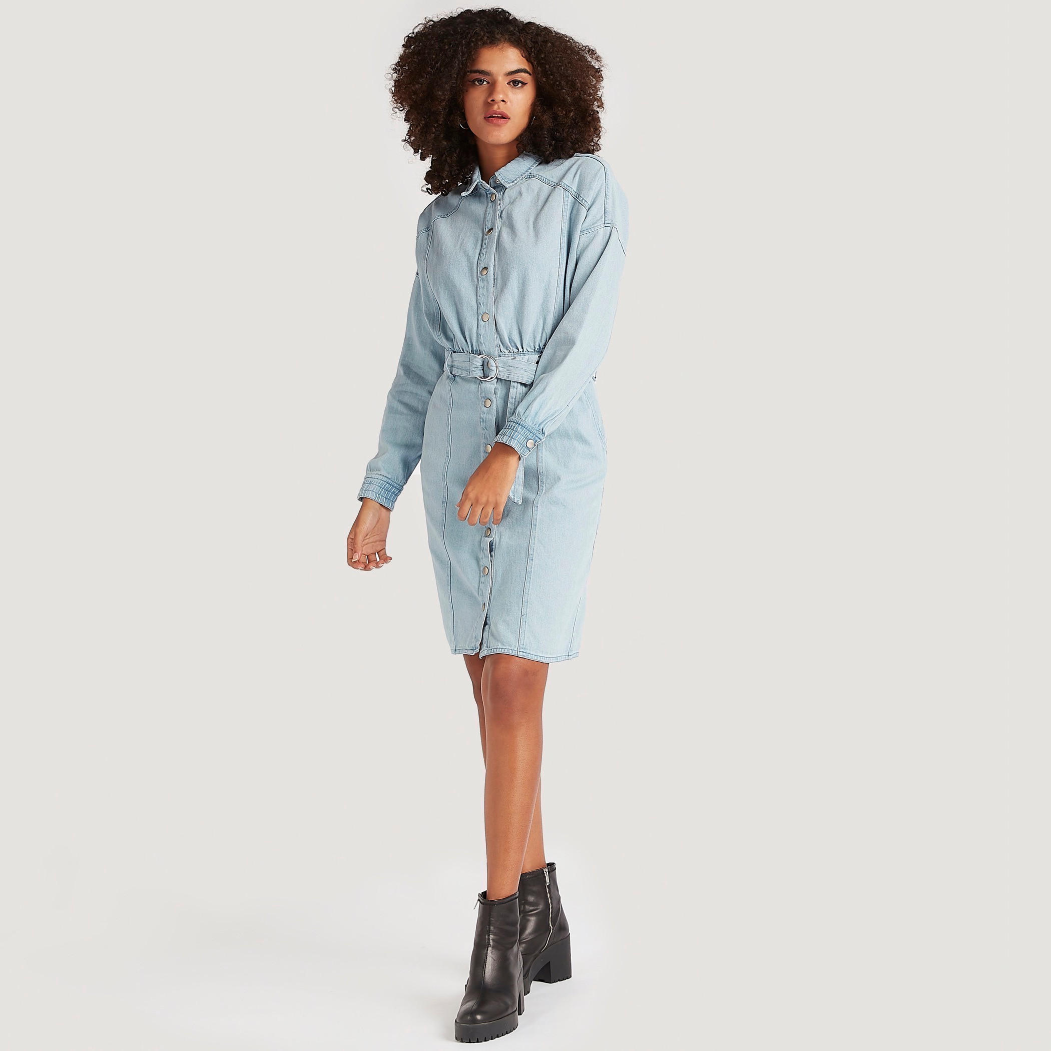 فستان قميص ميدي بحزام وجيوب من لي كوبر-women-clothing-dresses-image-2