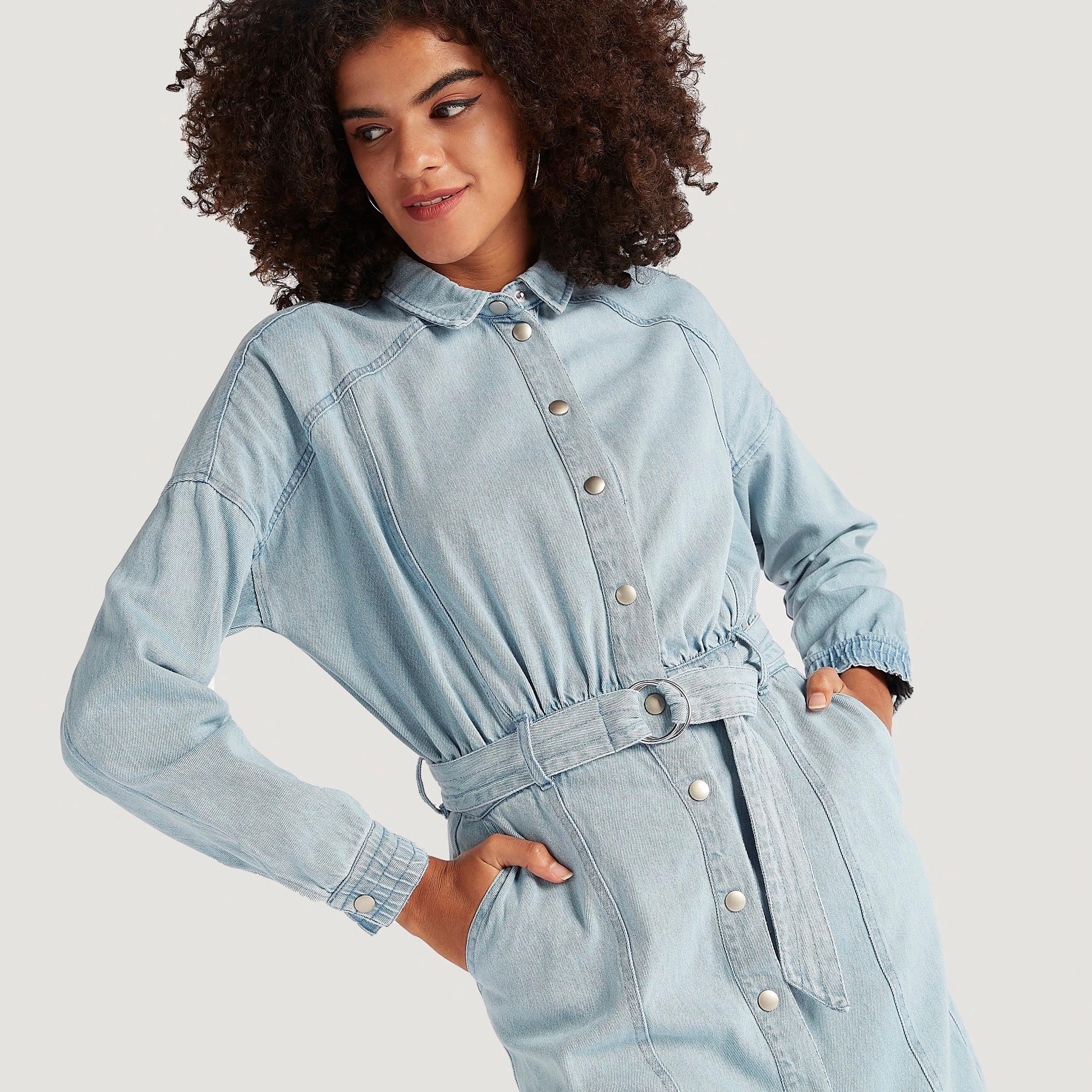 فستان قميص ميدي بحزام وجيوب من لي كوبر-women-clothing-dresses-image-3