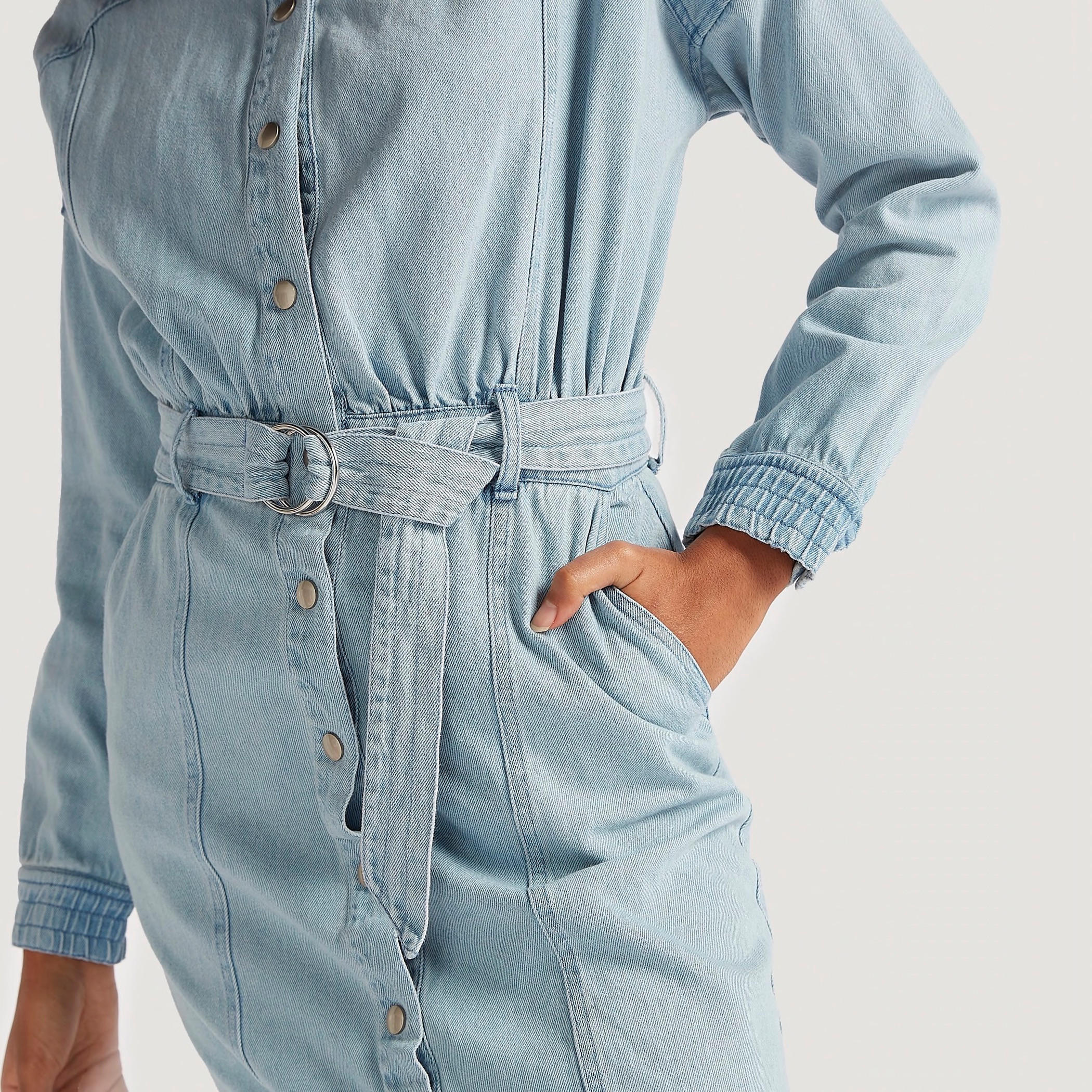 فستان قميص ميدي بحزام وجيوب من لي كوبر-women-clothing-dresses-image-5
