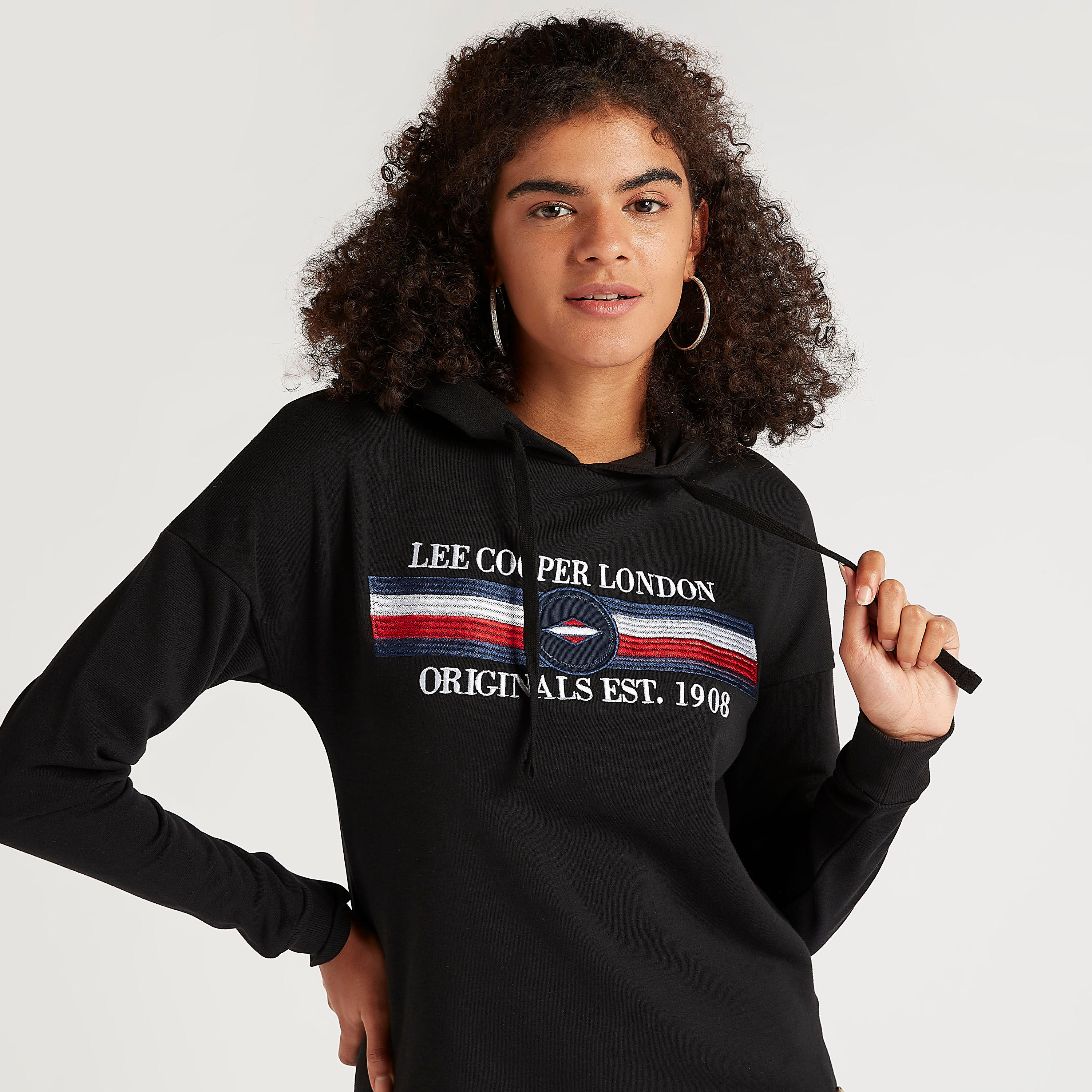 Lee Cooper Embroidered Hooded Sweatshirt with Long Sleeves-women-winterwear-hoodiesandsweatshirts-sweatshirts-image-7