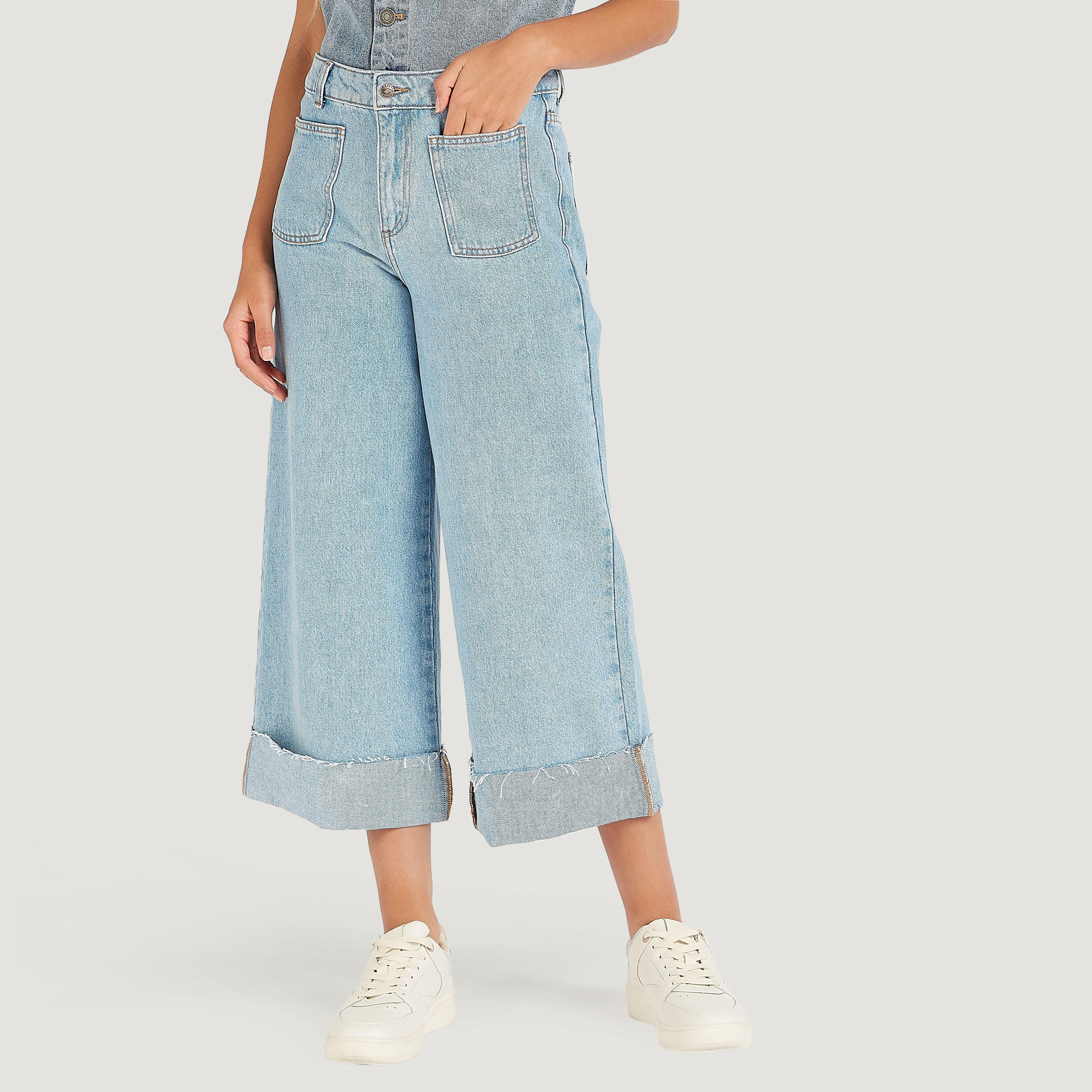 Lee Cooper Solid Boot Cut Jeans with Button Closure-women-clothing-bottoms-jeans-image-1