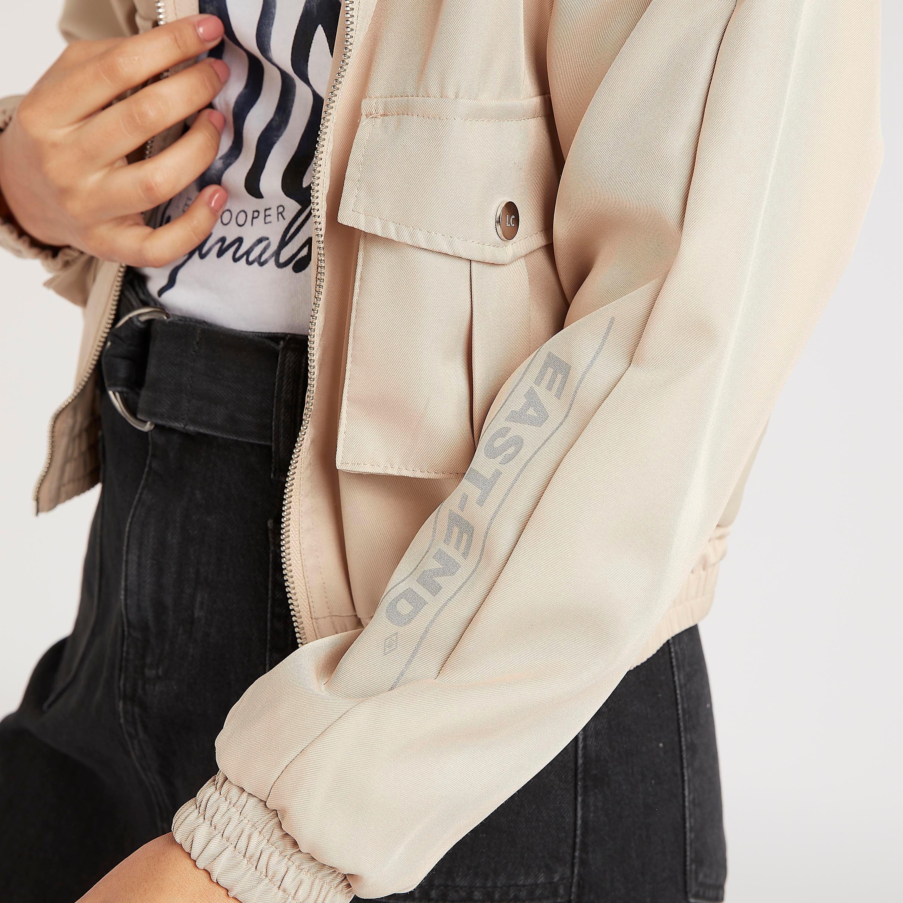 جاكيت بومبر سادة بأكمام طويلة من لي كوبر-women-winterwear-coatsandjackets-jackets-image-3