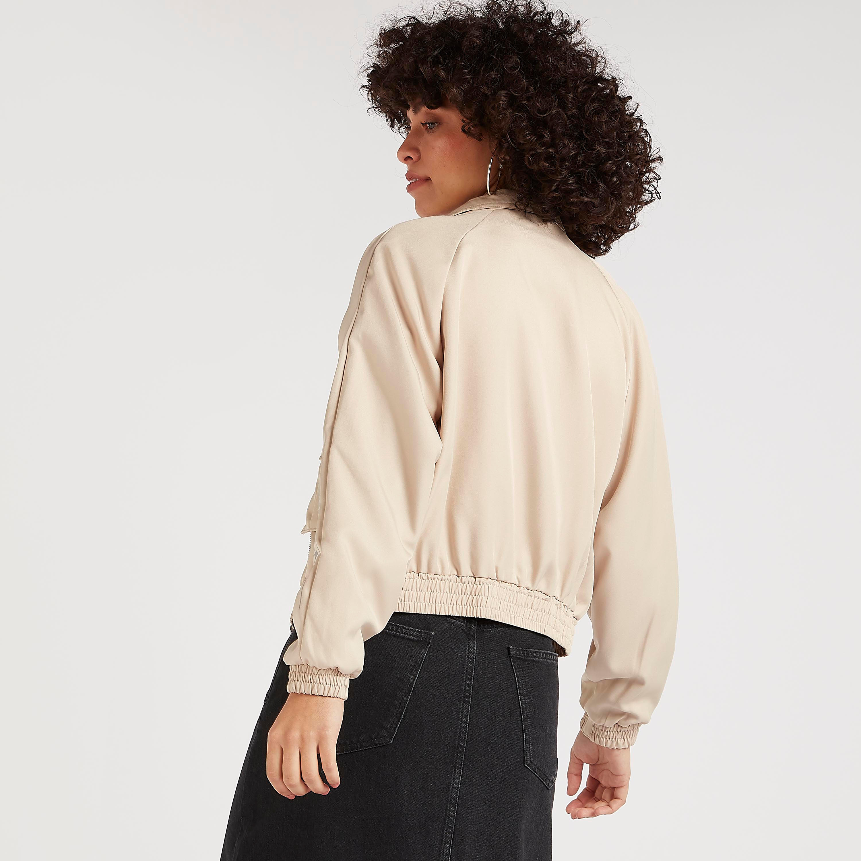 جاكيت بومبر سادة بأكمام طويلة من لي كوبر-women-winterwear-coatsandjackets-jackets-image-2