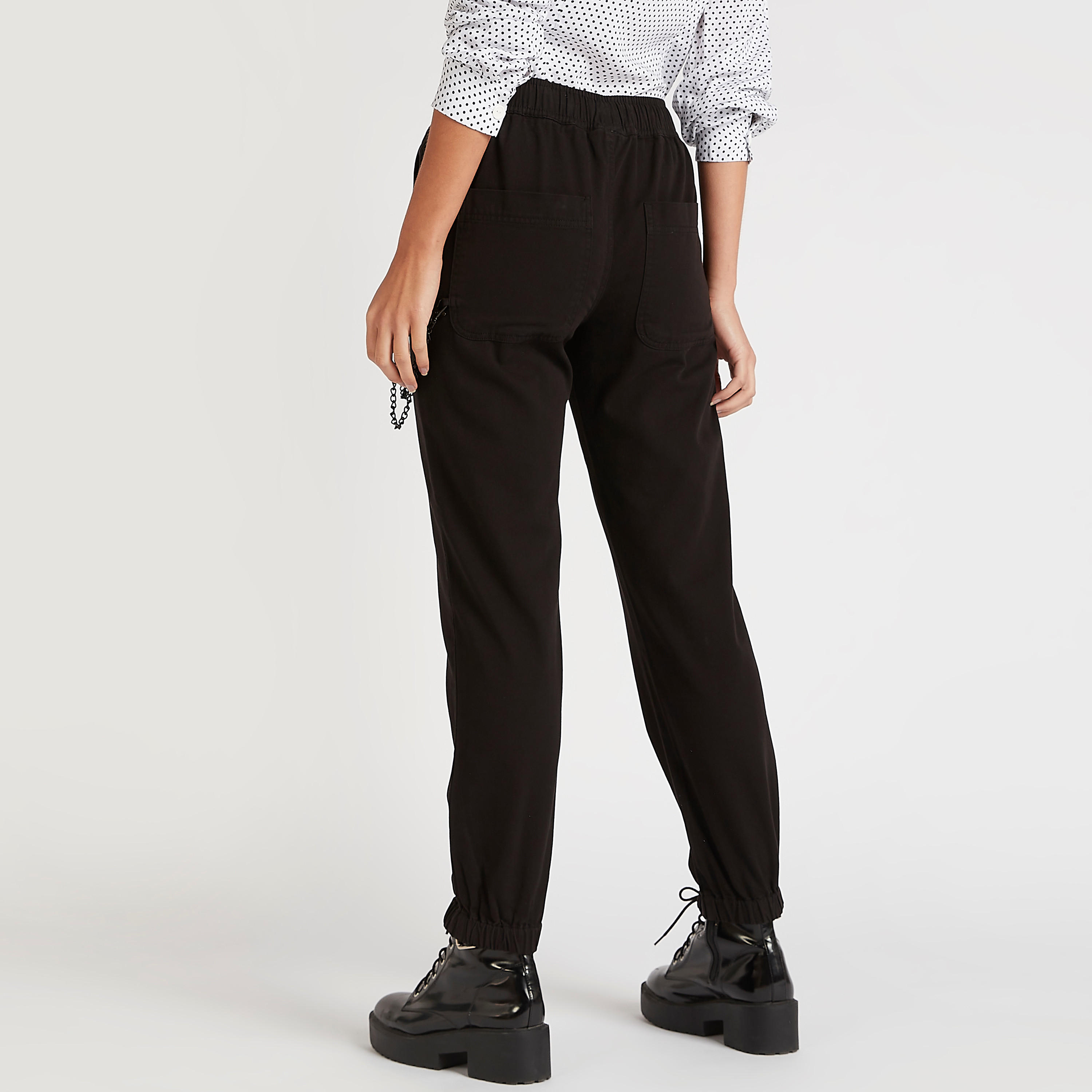 Lee Cooper Solid Joggers with Drawstring Closure-women-clothing-bottoms-joggers-image-4