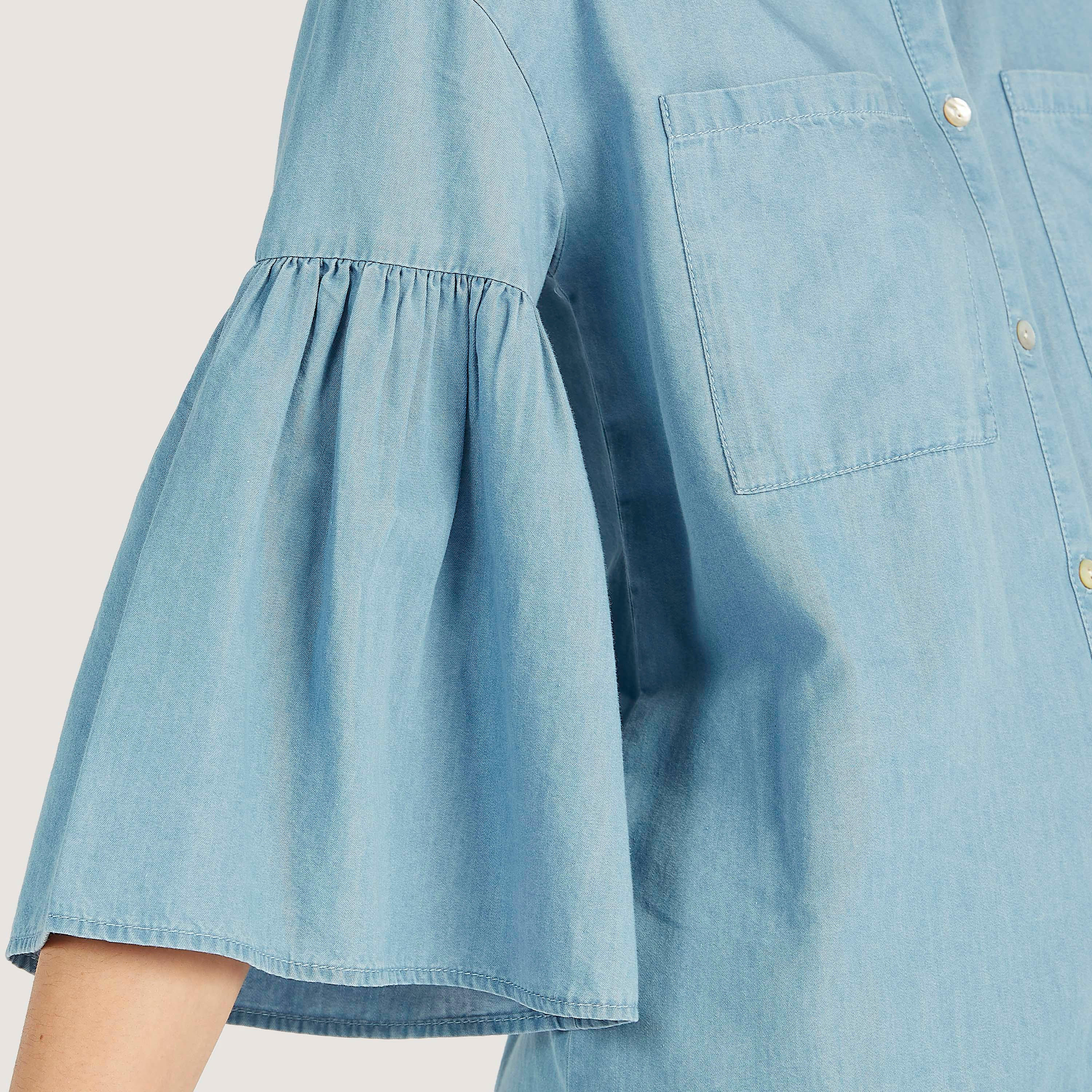 فستان قميص ميدي بخصر منخفض وأكمام واسعة من لي كوبر-women-clothing-dresses-image-3