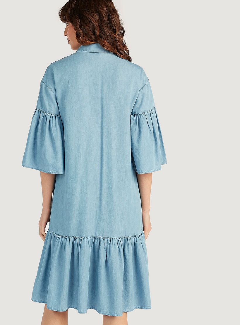 فستان قميص ميدي بخصر منخفض وأكمام واسعة من لي كوبر-women-clothing-dresses-image-4