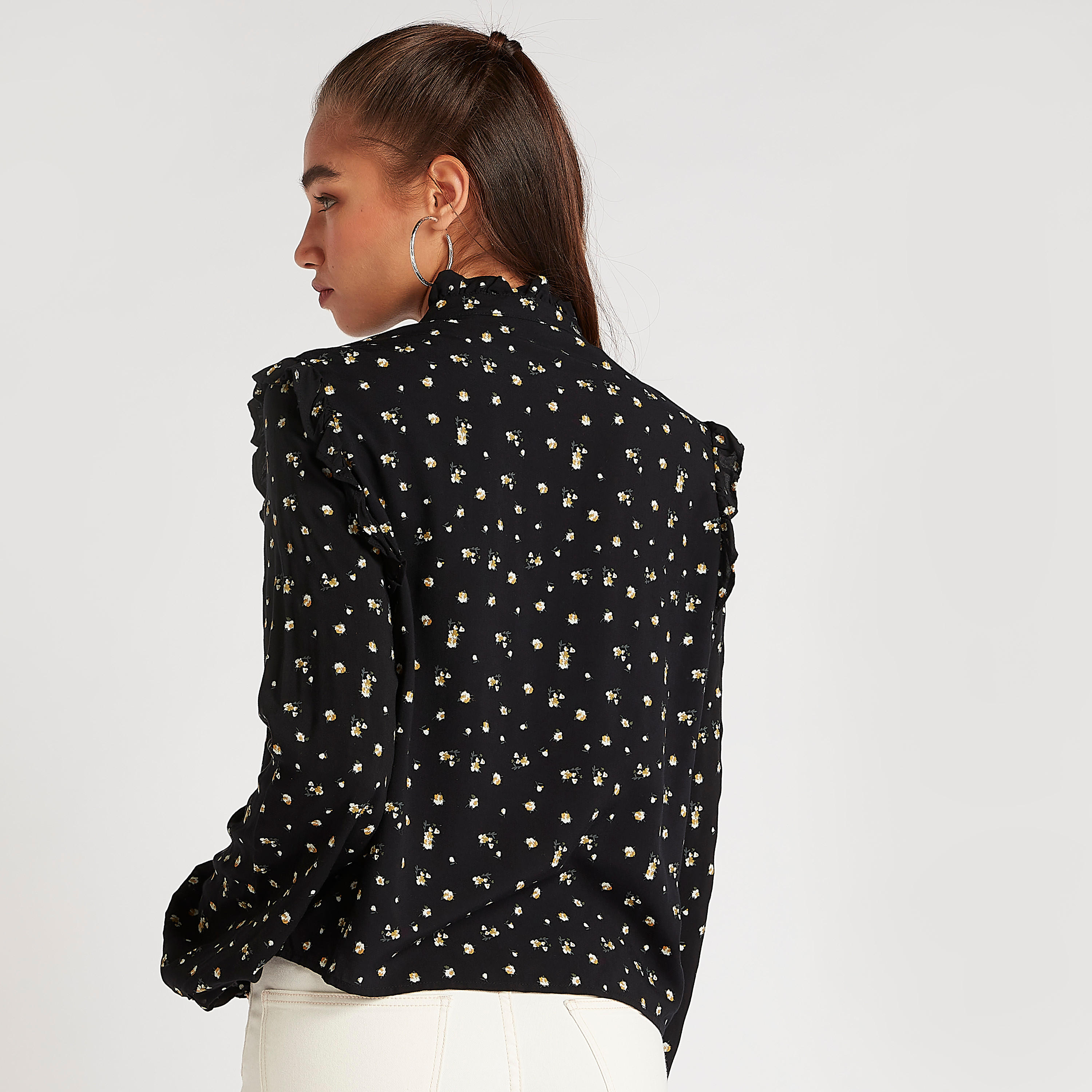 بلوزة بياقة ماندارين وطبعات أزهار وأكمام طويلة من لي كوبر-women-clothing-shirtsandblouses-blouses-image-4