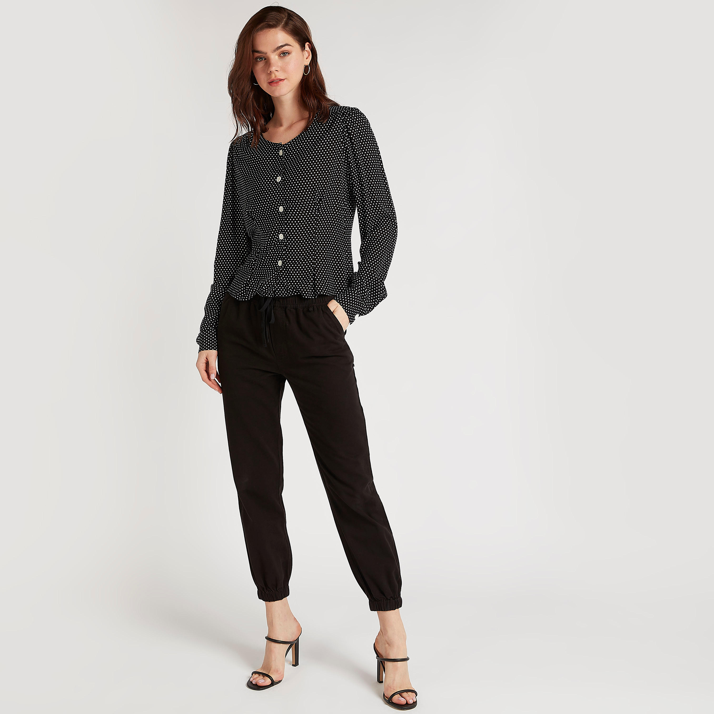 Lee Cooper Polka Dot Long Sleeves Top with Button Closure-women-clothing-shirtsandblouses-blouses-image-2