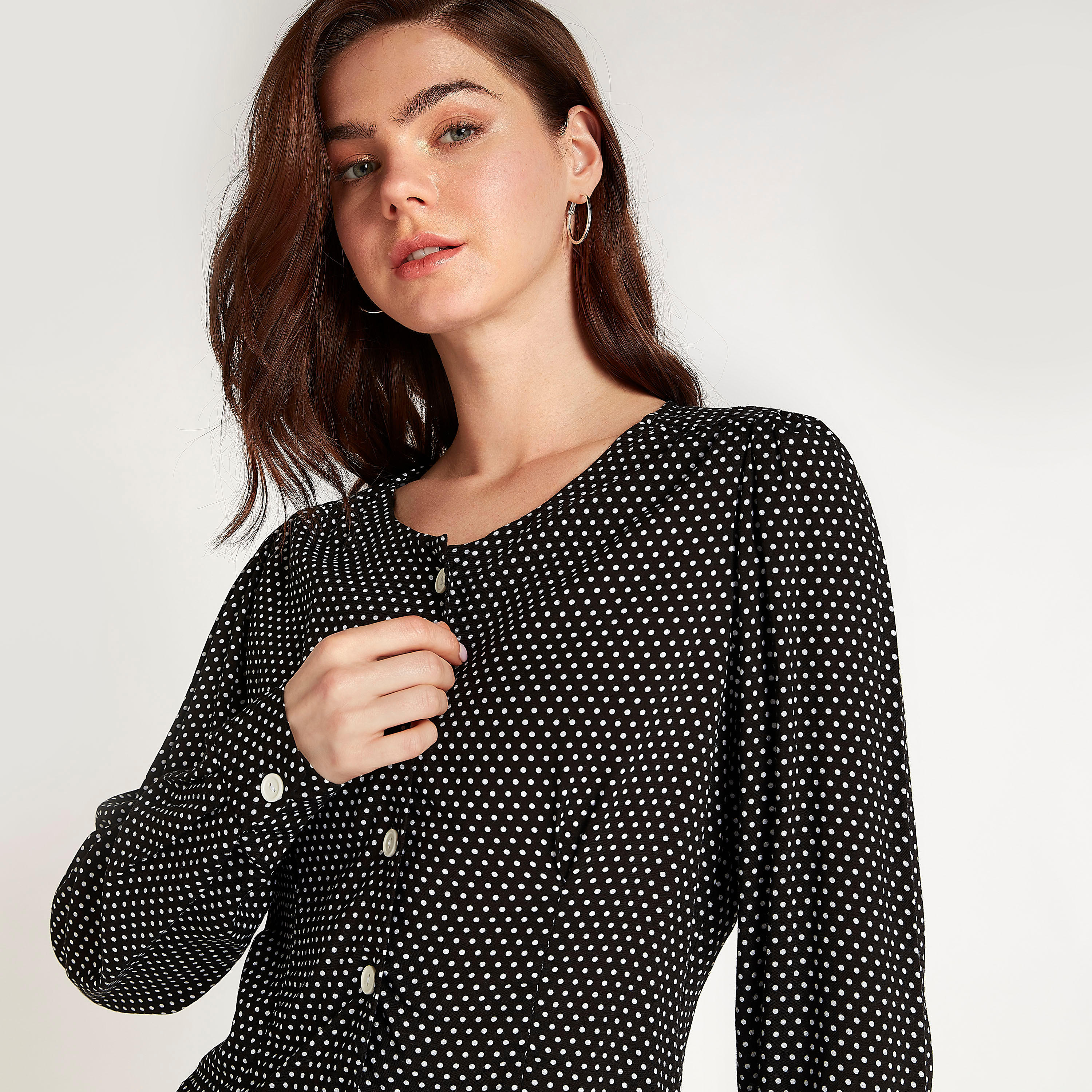 Lee Cooper Polka Dot Long Sleeves Top with Button Closure-women-clothing-shirtsandblouses-blouses-image-3