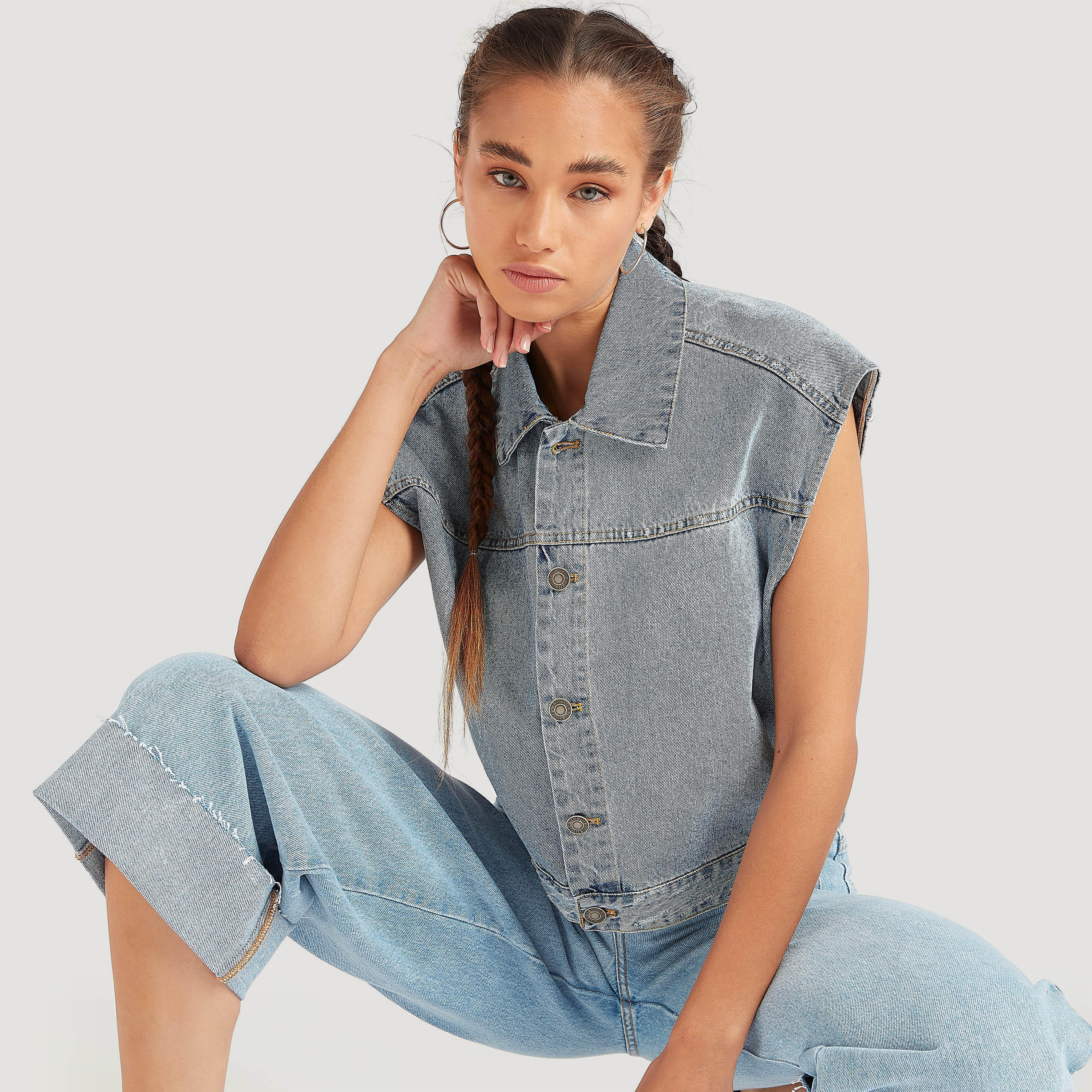 Lee Cooper Solid Denim Jacket with Collar-women-winterwear-coatsandjackets-jackets-image-1