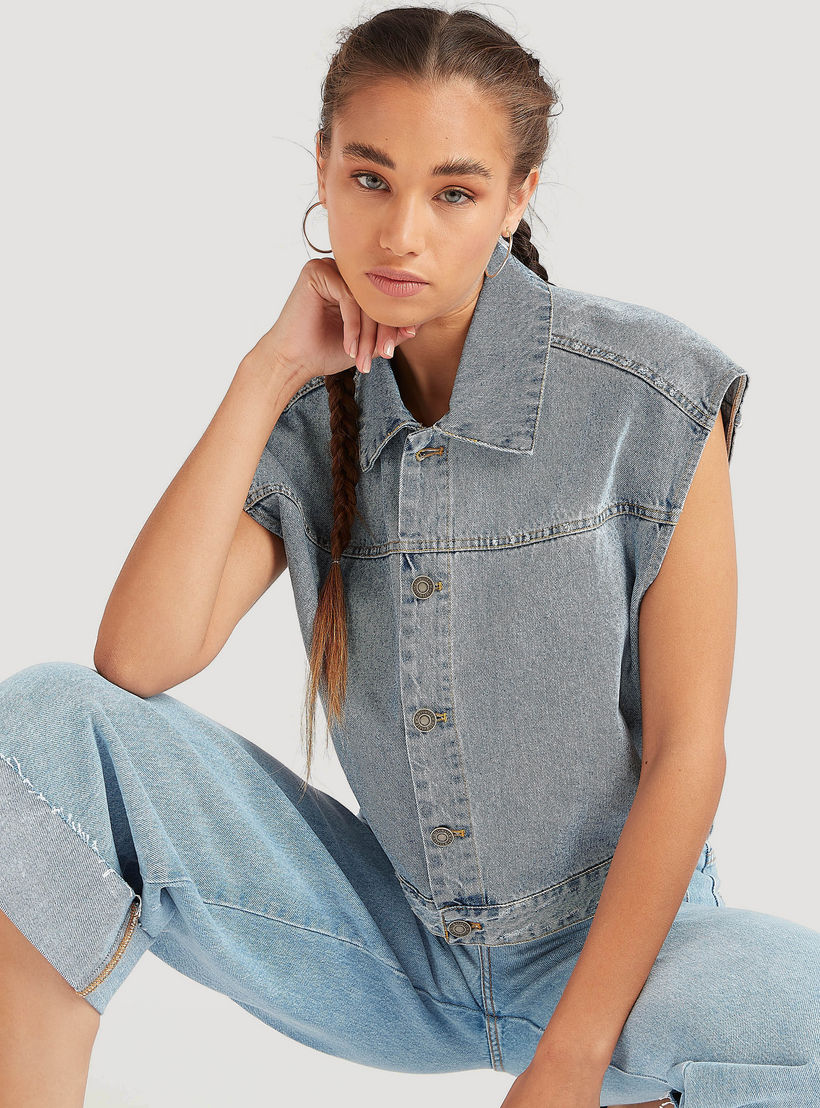 Lee Cooper Solid Denim Jacket with Collar-women-winterwear-coatsandjackets-jackets-image-1