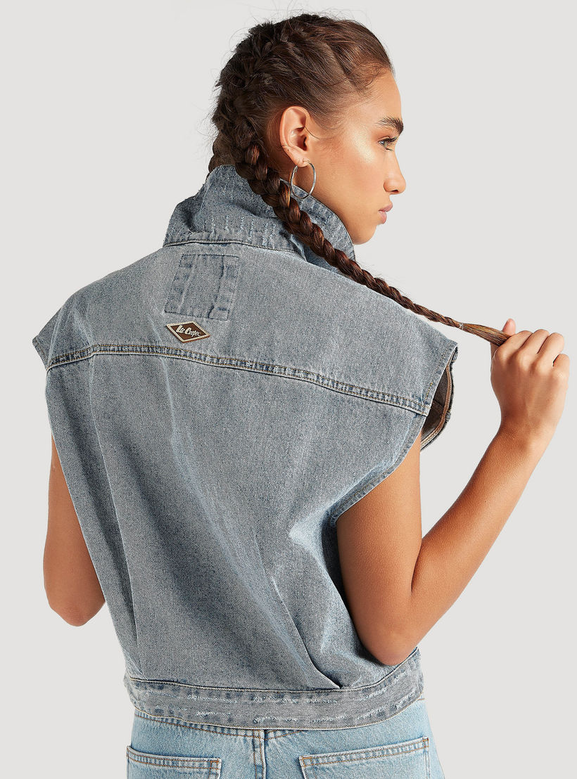 Lee Cooper Solid Denim Jacket with Collar-women-winterwear-coatsandjackets-jackets-image-4
