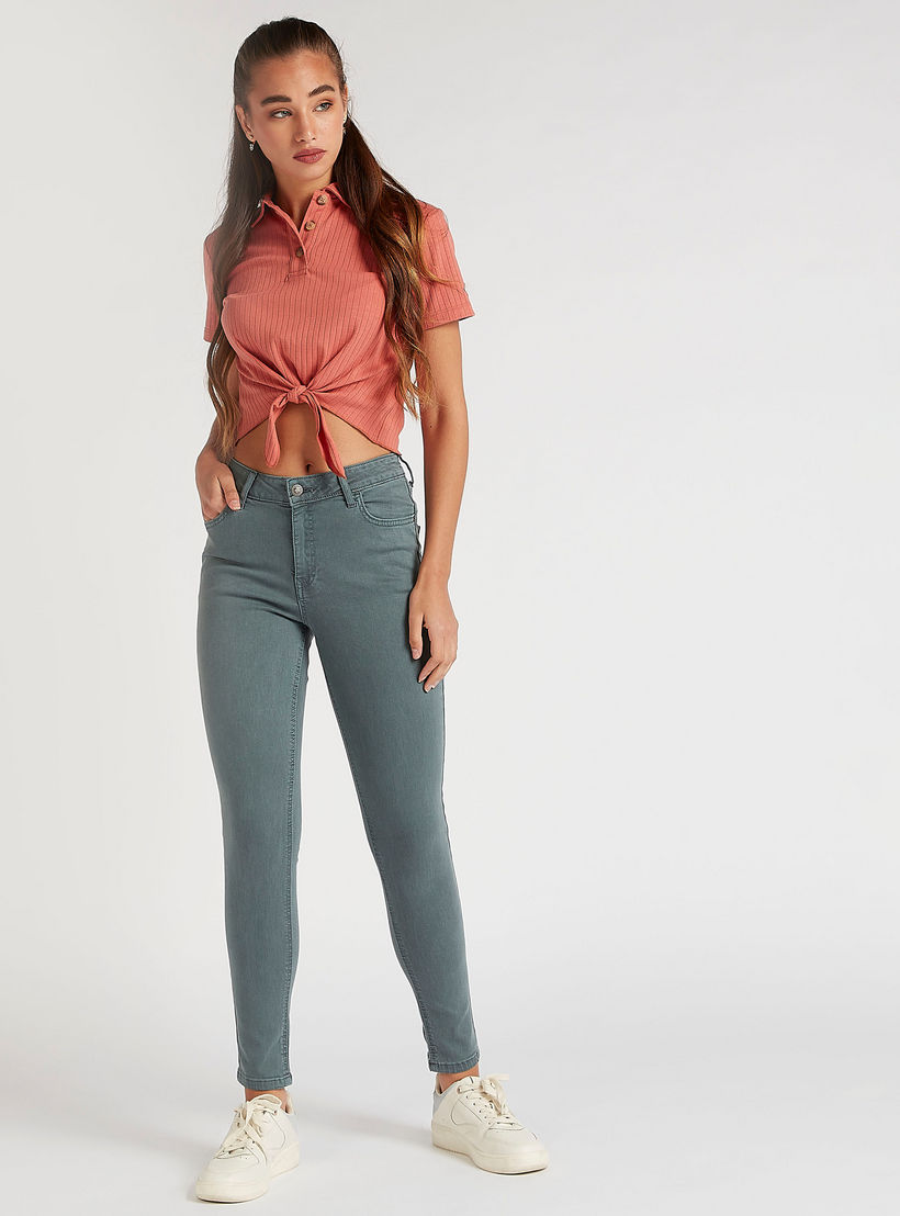 Lee Cooper Solid Skinny Fit High-Rise Jeans-women-clothing-bottoms-jeans-image-2