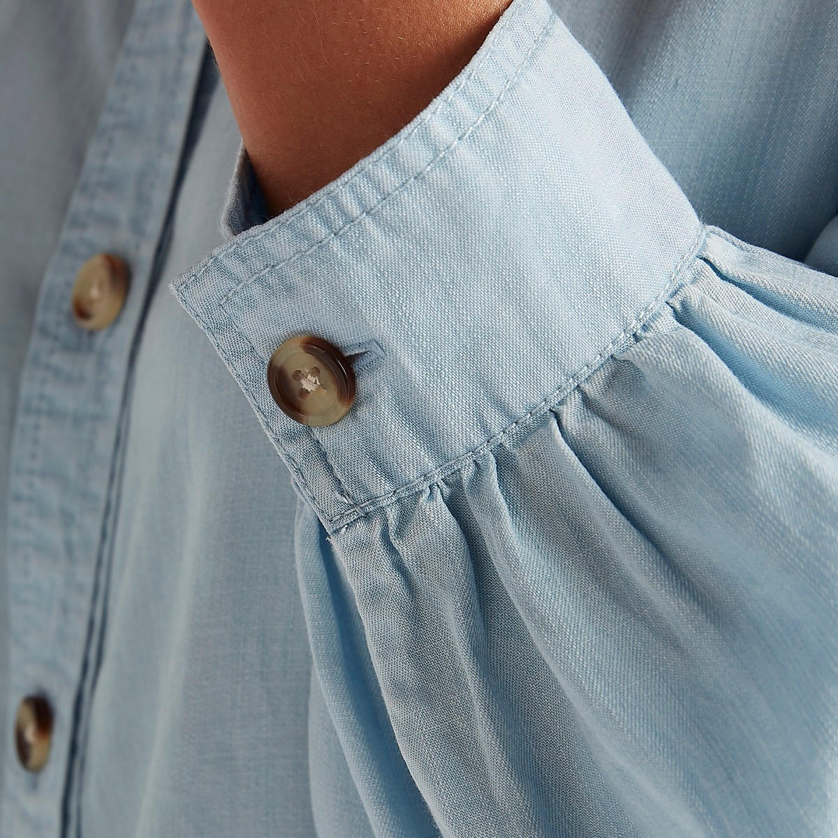 Lee Cooper Solid Denim Shirt with Long Sleeves-women-clothing-shirtsandblouses-shirts-image-5
